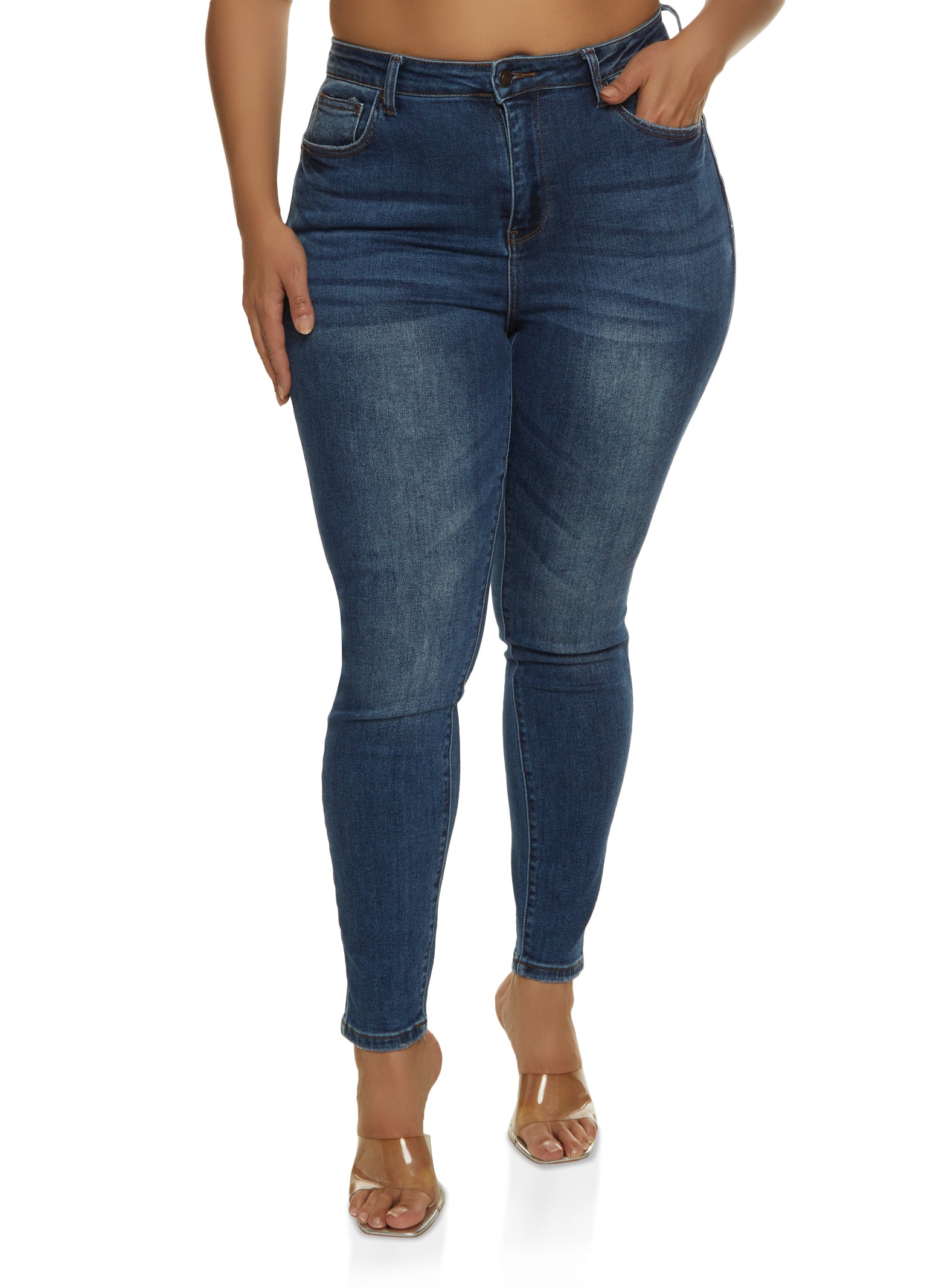 Plus Size WAX Whiskered High Waisted Jeans