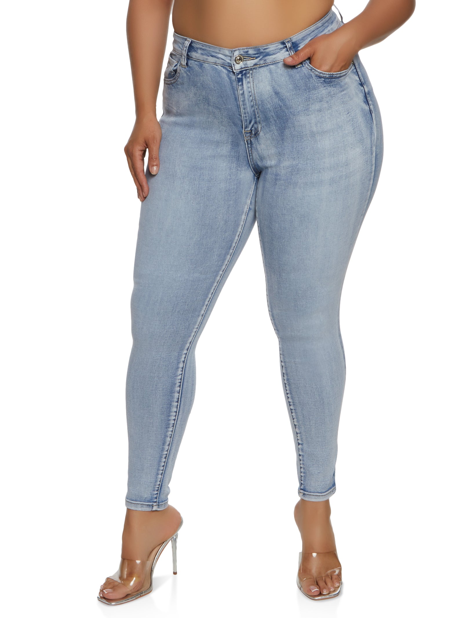 Wax Jean Juniors' Plus Size High Rise Destructed Flare Jeans