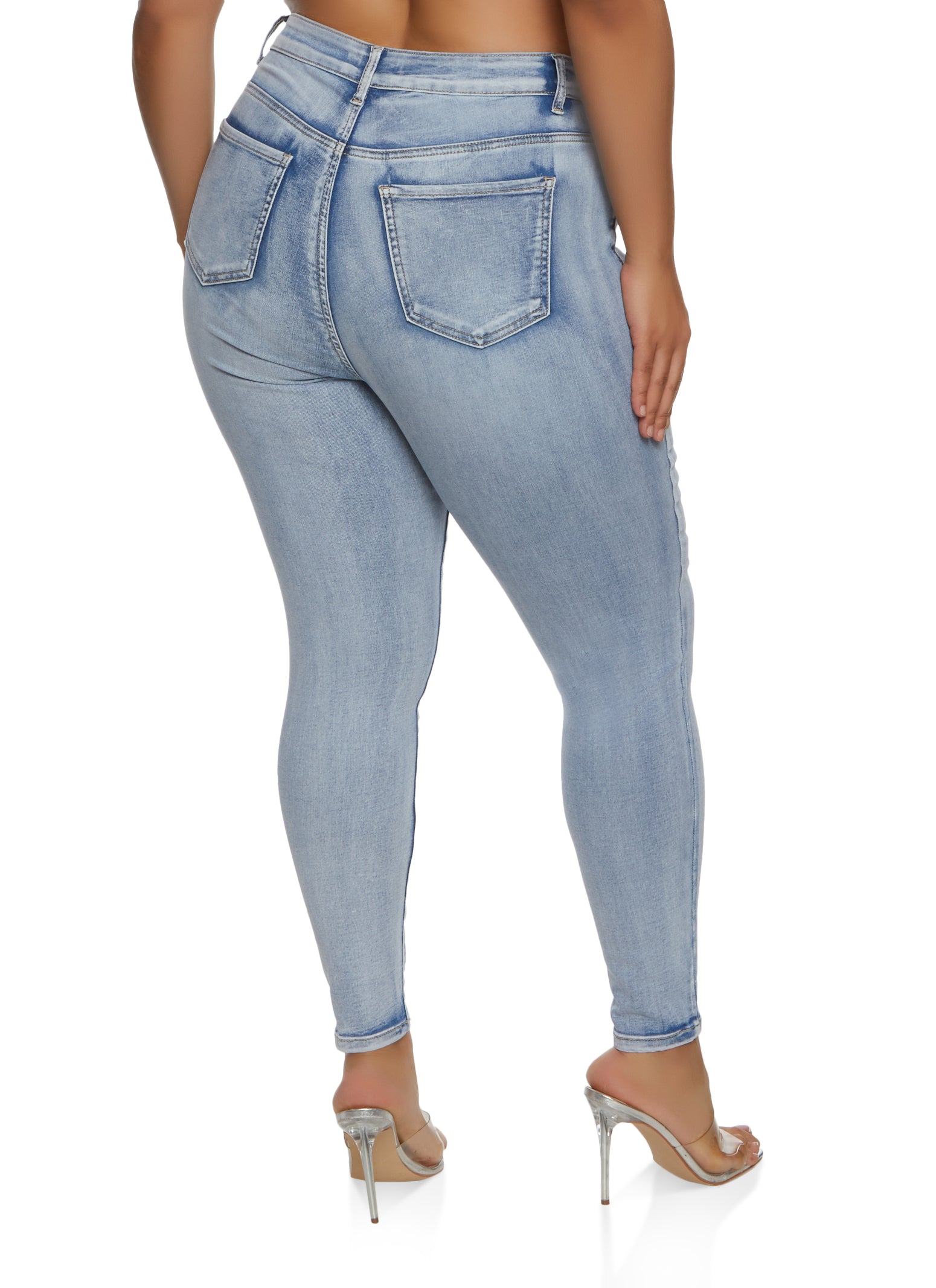 Plus Size WAX High Rise Whiskered Skinny Jeans