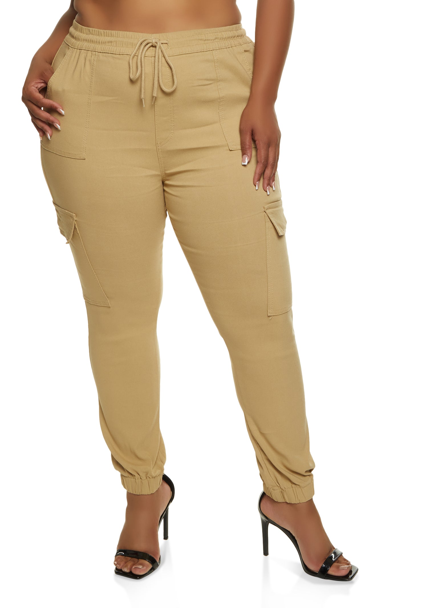 Plus Size Hyperstretch Cargo Joggers - Khaki