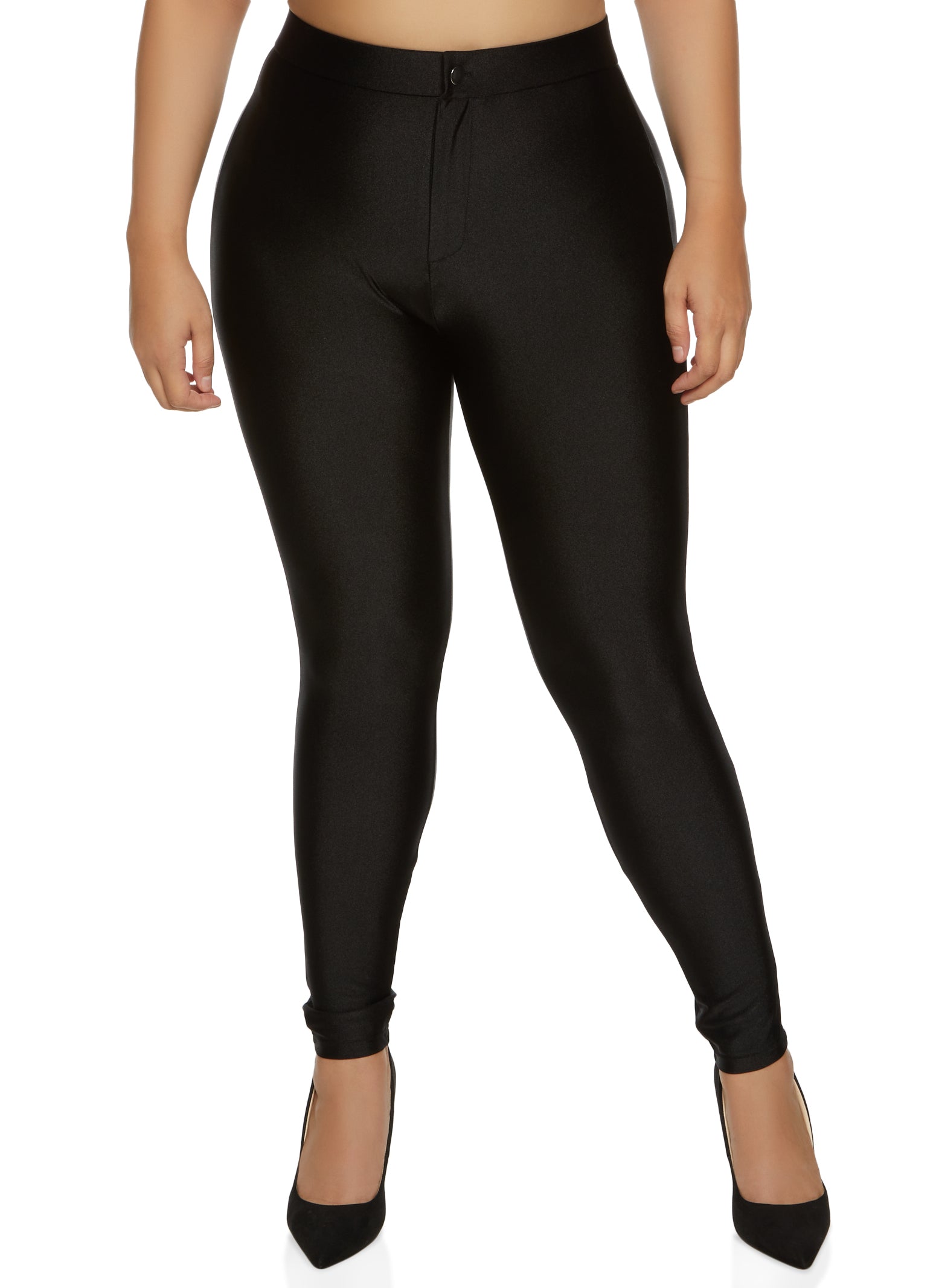Women's Super Low Rise Leggings With 5 Zippers and Faux Zipper