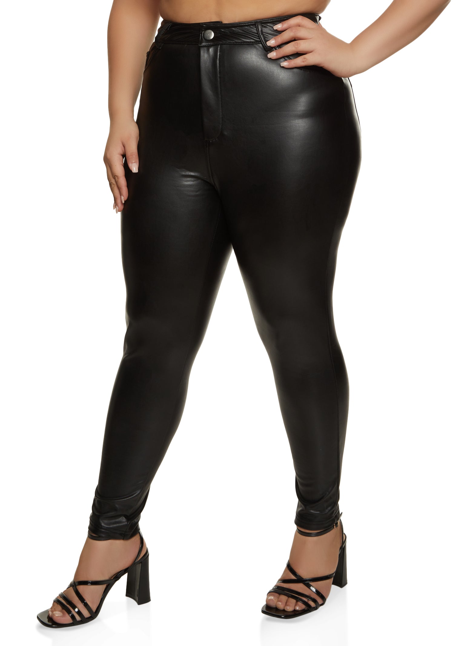 Plus Size Fleece Lined Faux Leather Pants