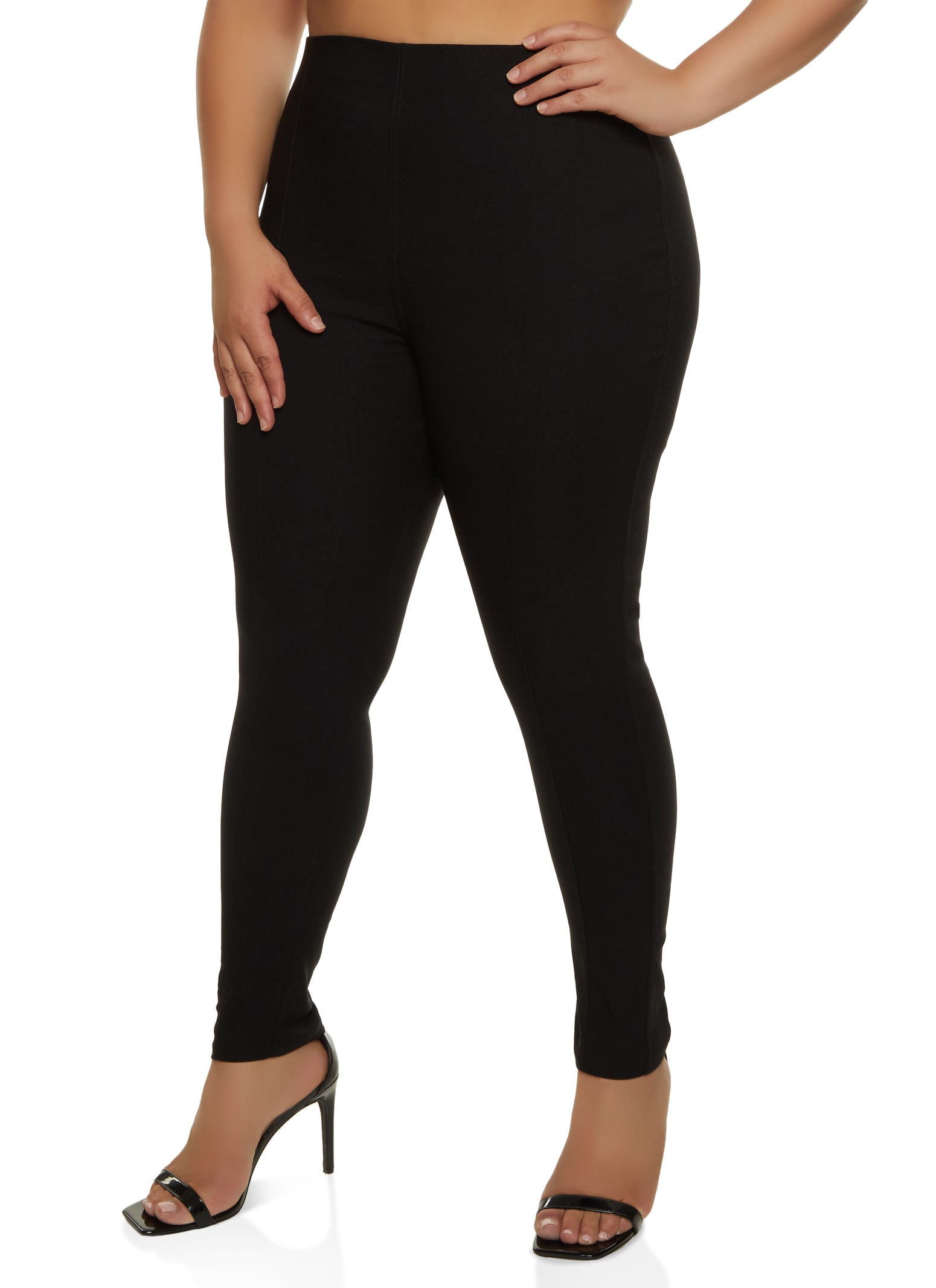 Plus Size Hyperstretch Pintuck Pull On Skinny Pants
