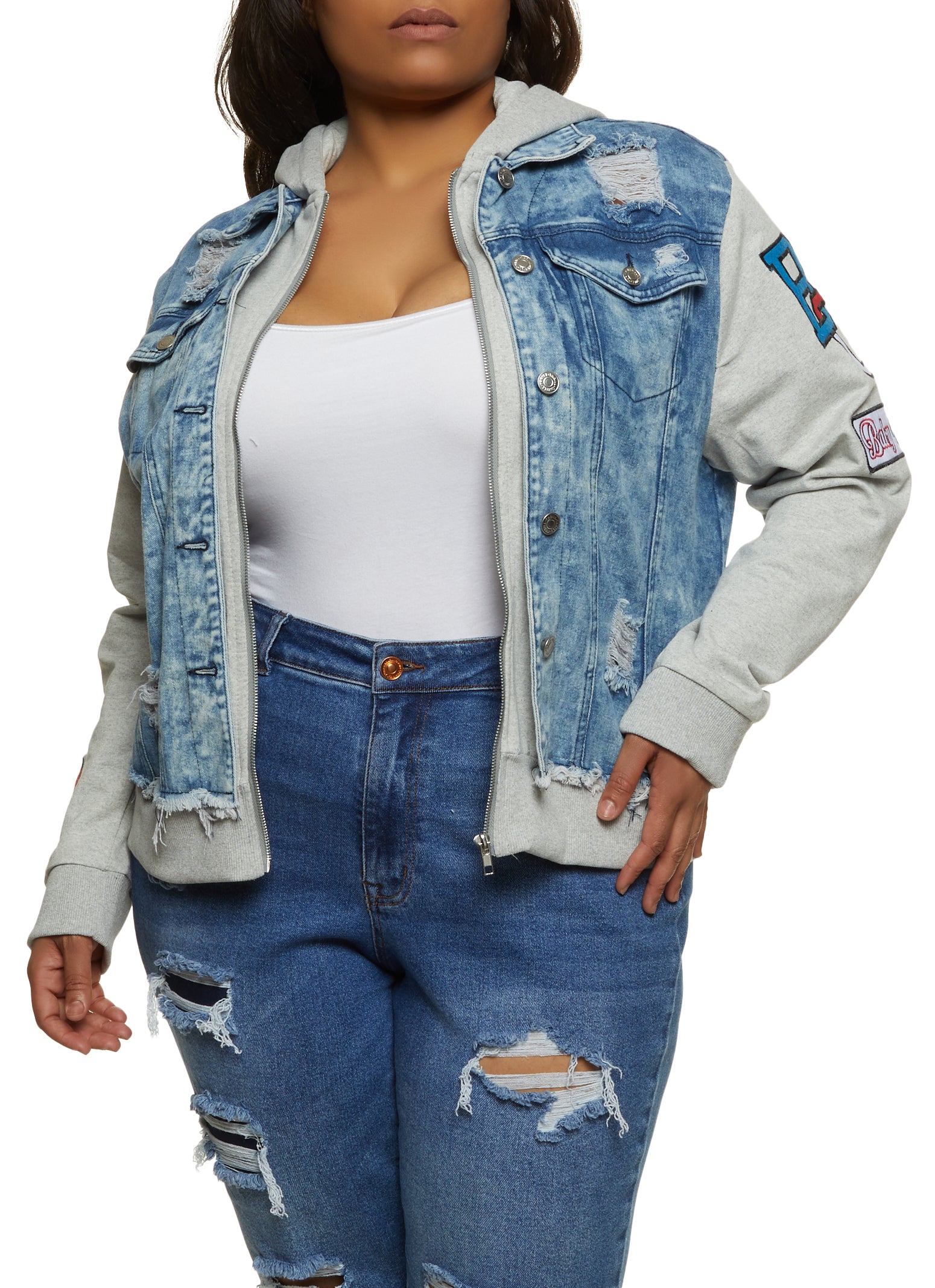 Silver Jeans Co. Plus Size Fitted Denim Jacket, Waist Sizes 1X-3X -  Walmart.com