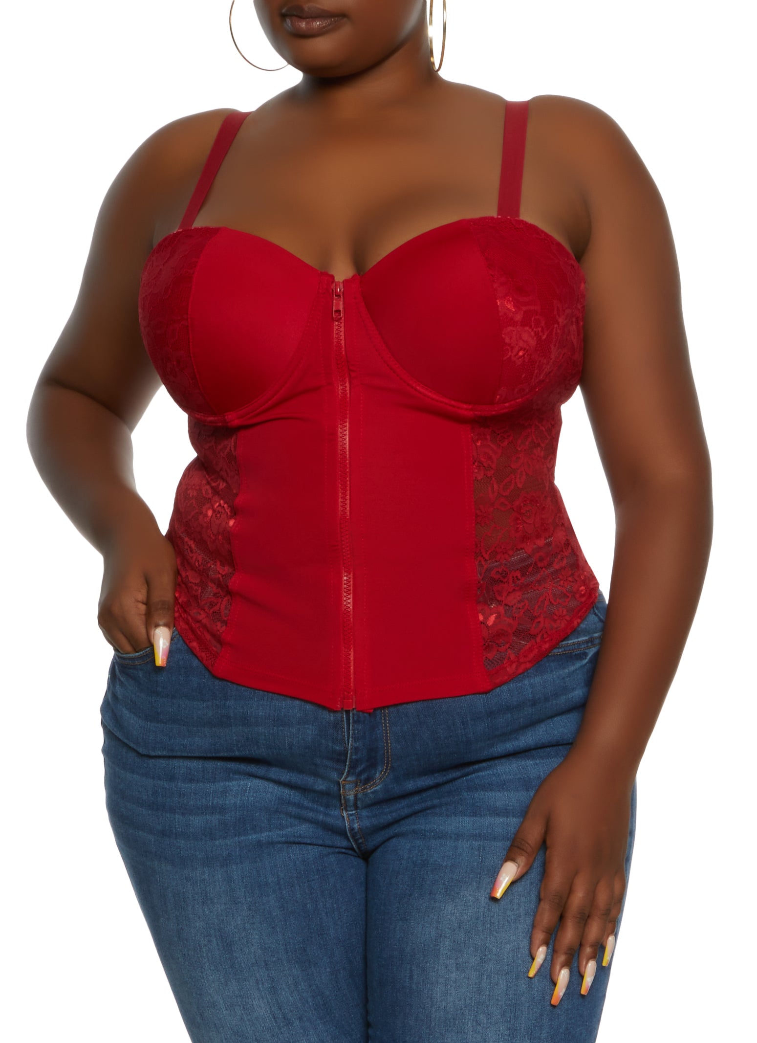 Corset Women's Bustier Bra Cropped Top Plus Size Trend (Color : Red, Size :  L.) : : Clothing, Shoes & Accessories