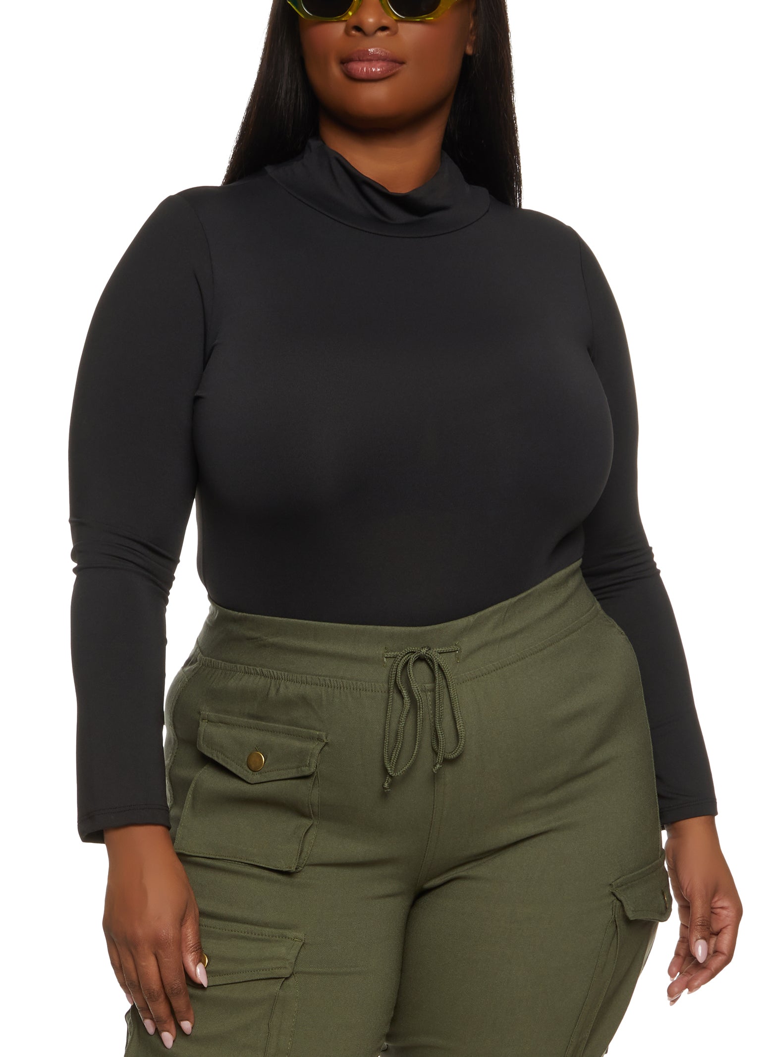 plus size black polo neck