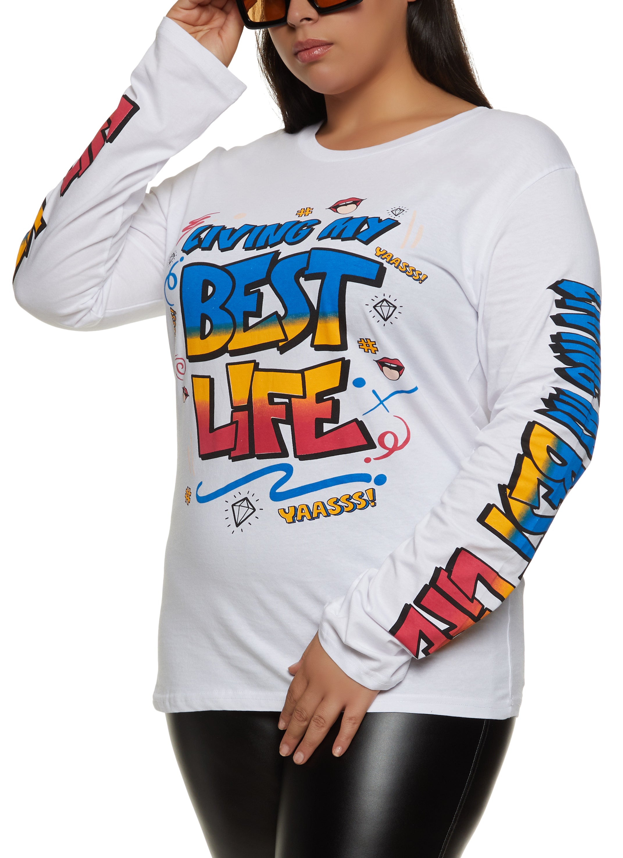Plus Size Living My Best Life Long Sleeve Graphic Tee