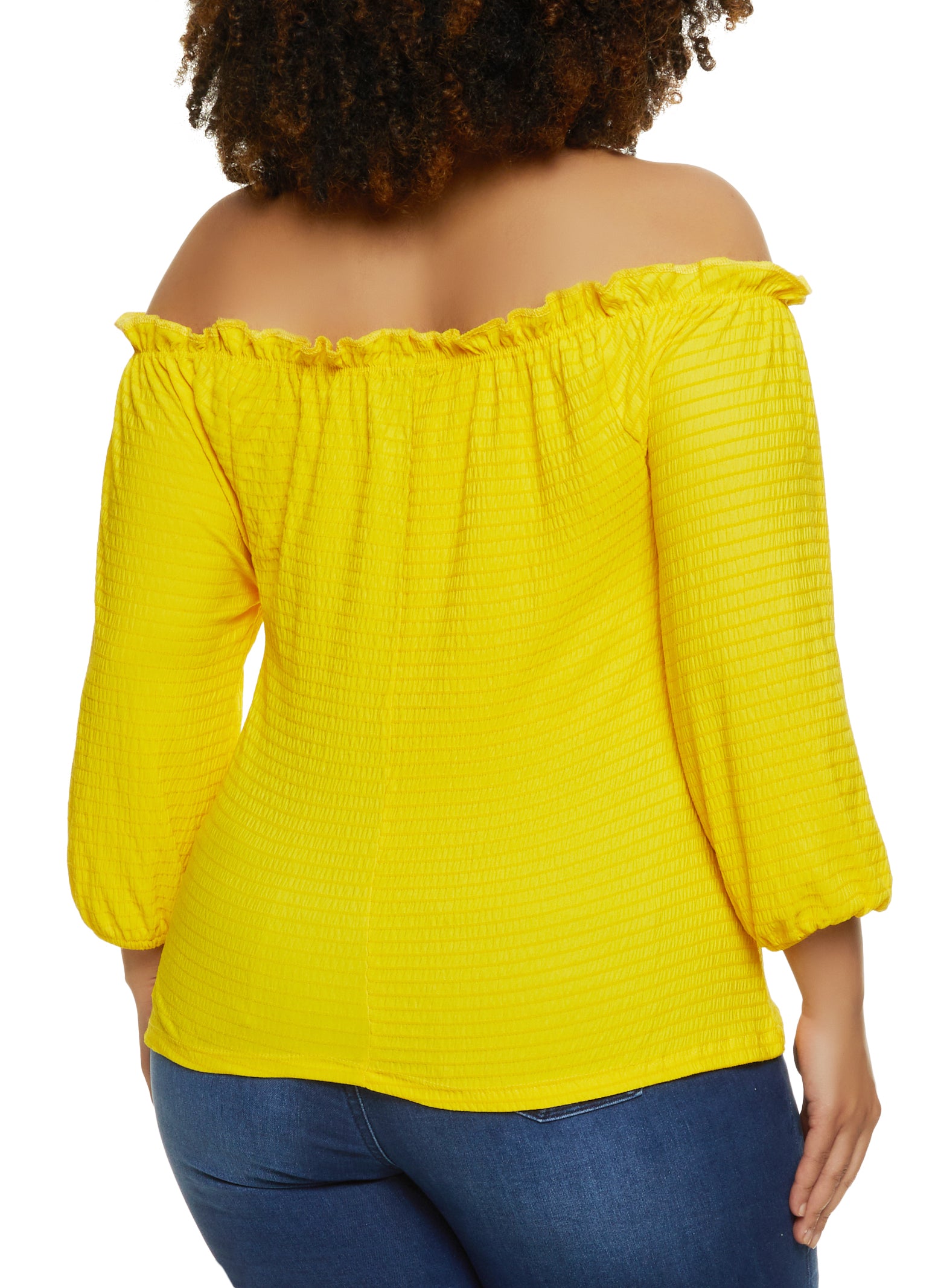 Plus Size Ruffled Trim Off the Shoulder Top