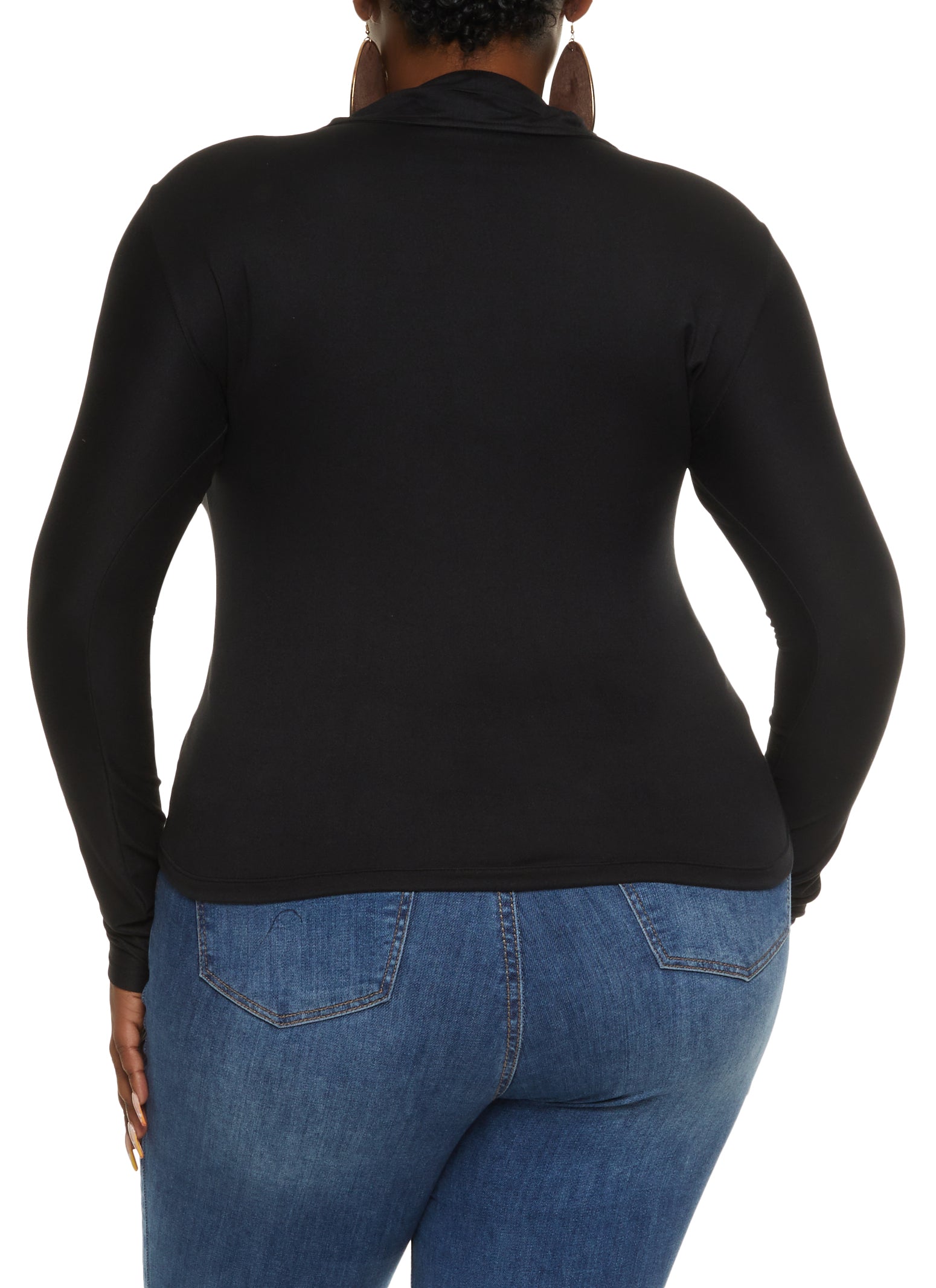 Plus Size Long Sleeve Ruched Button Down Shirt