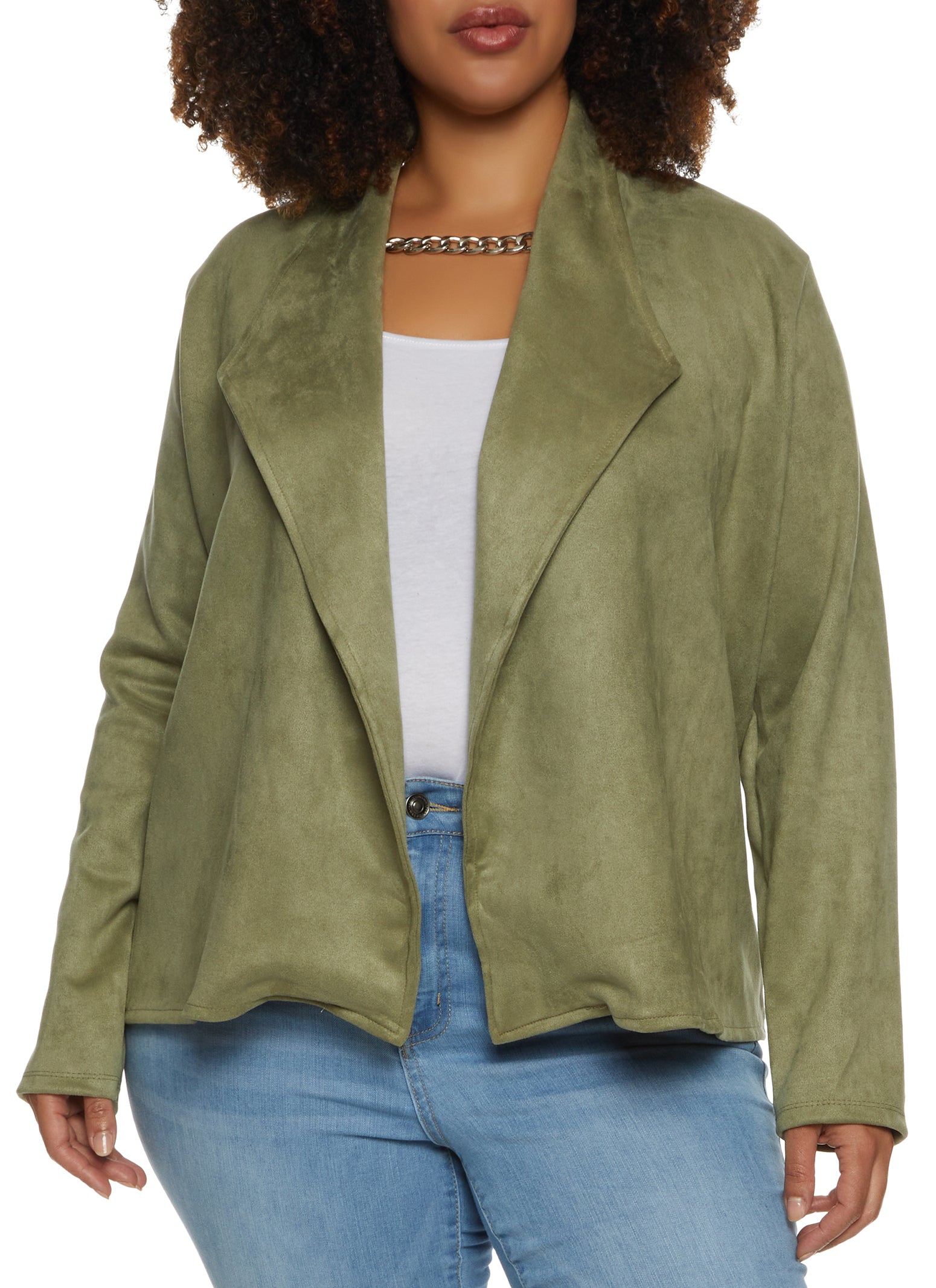 Plus size suede blazer sales