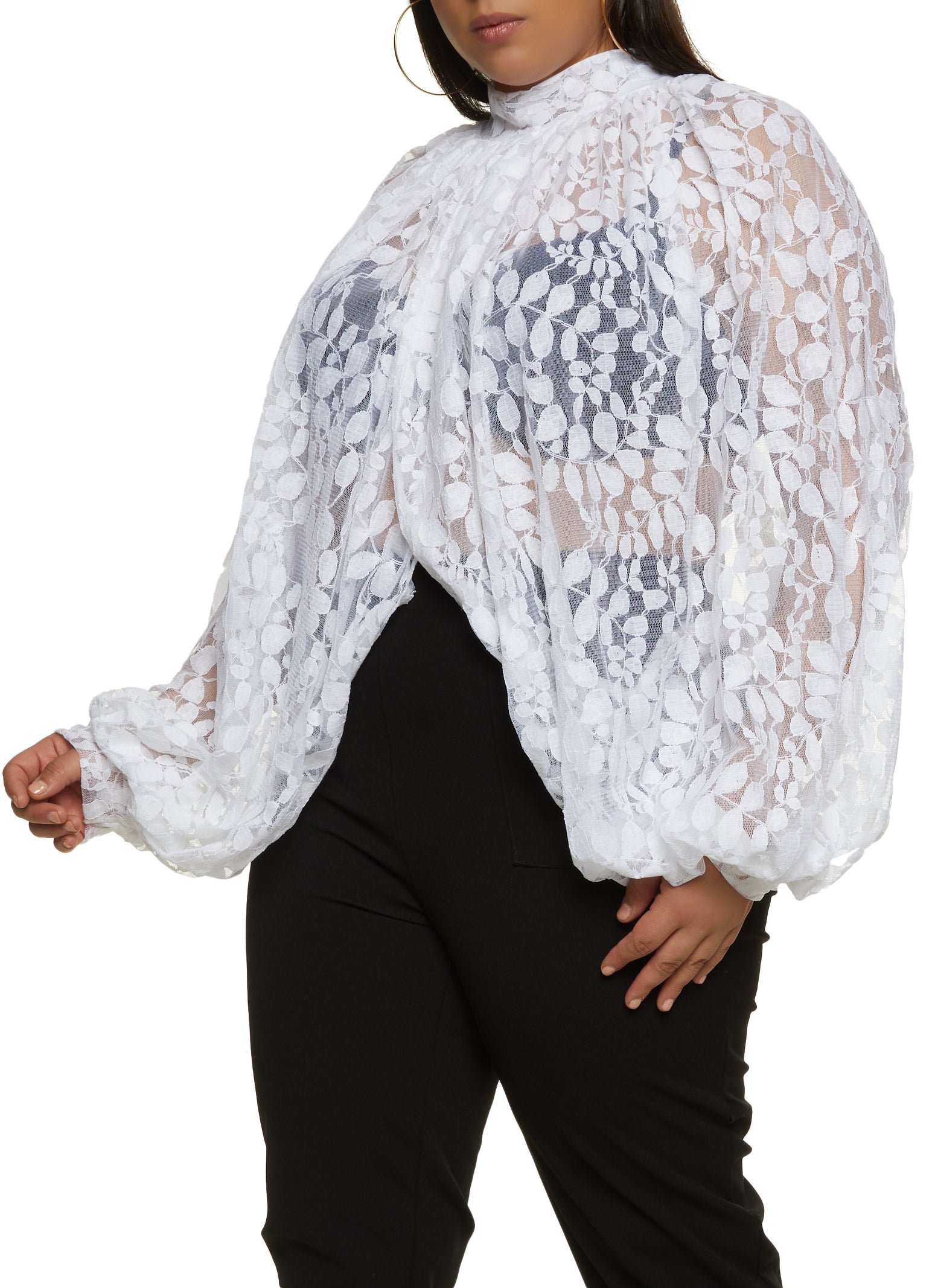 white lace blouse plus size