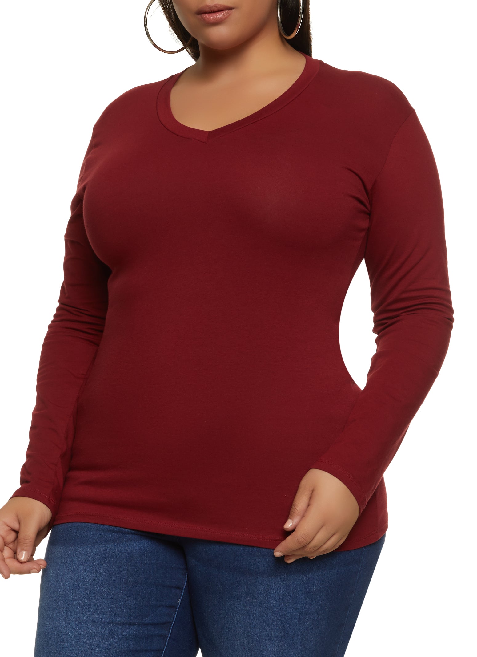 Buy Plain Burgundy Womens Plus Size T-Shirt Online India - Beyoung