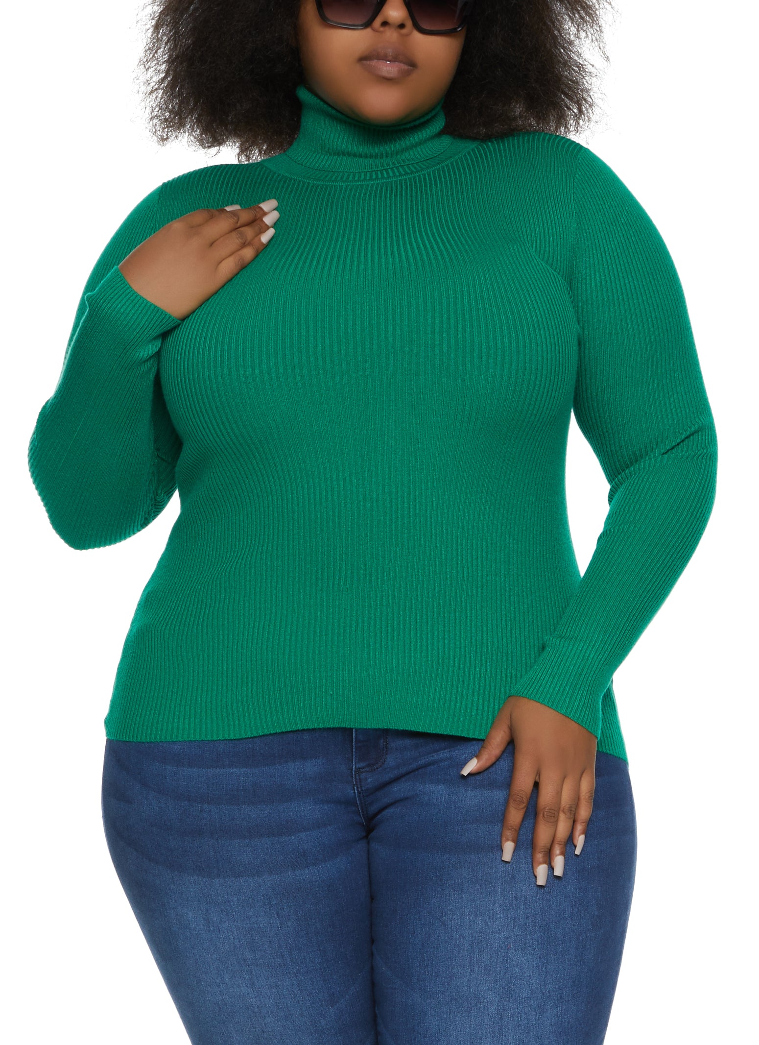 Plus Size Ribbed Turtleneck Sweater