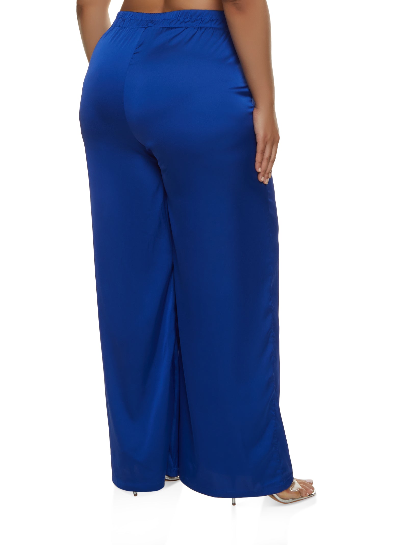 Plus Size Satin High Waist Palazzo Pants