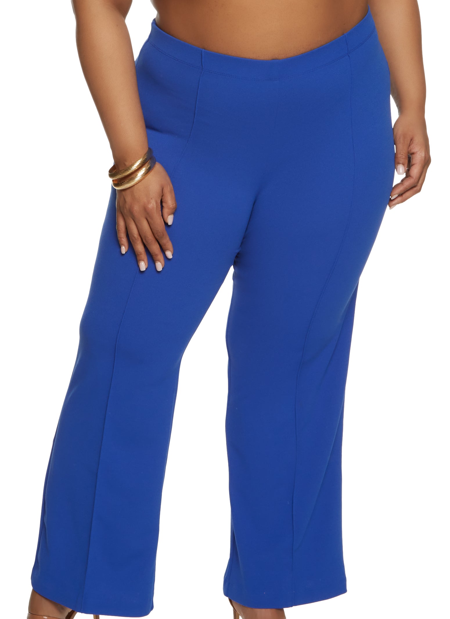 Plus Size Crepe Knit Wide Leg Dress Pants