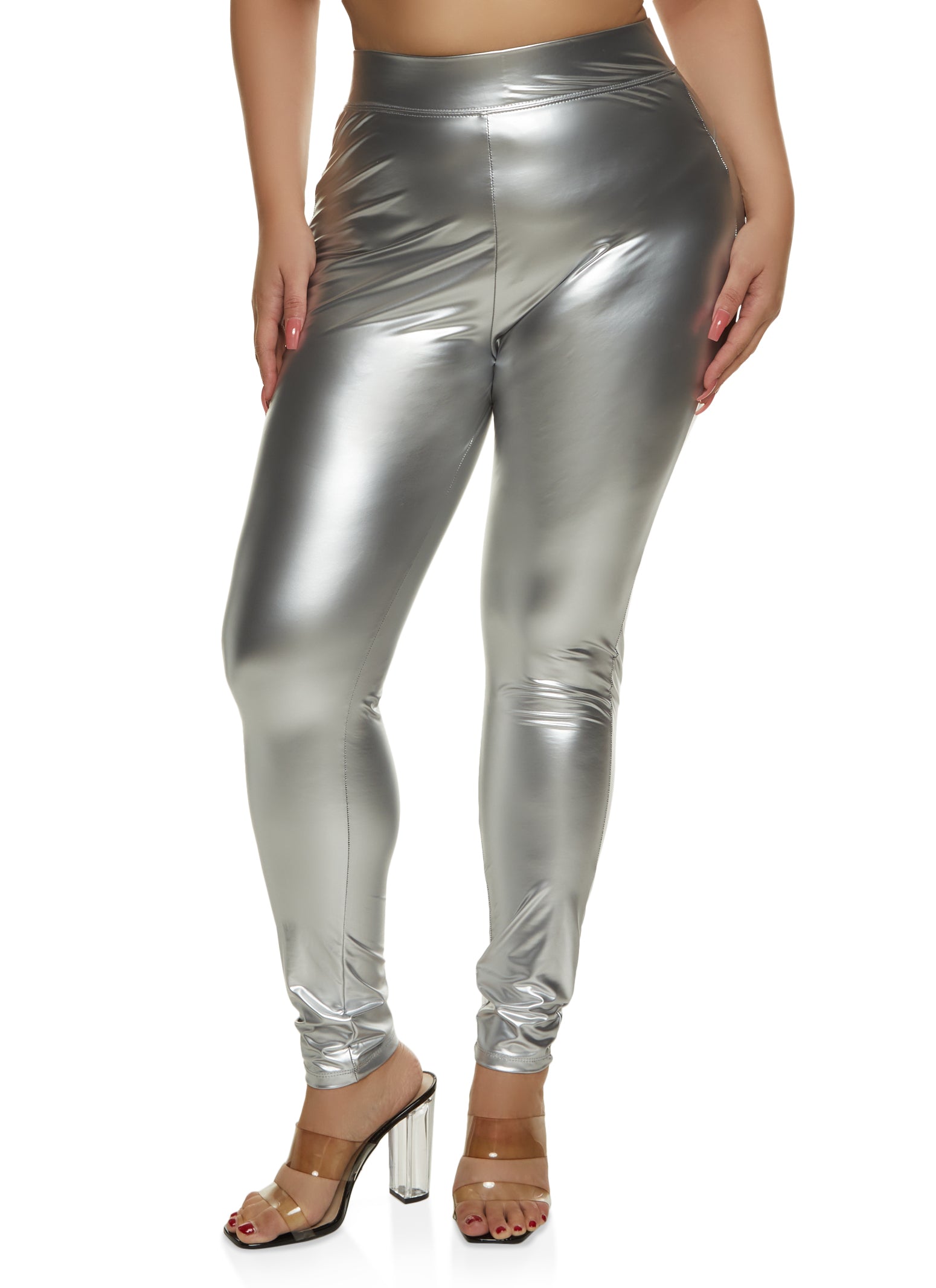 Plus Size High Waist Faux Leather Leggings