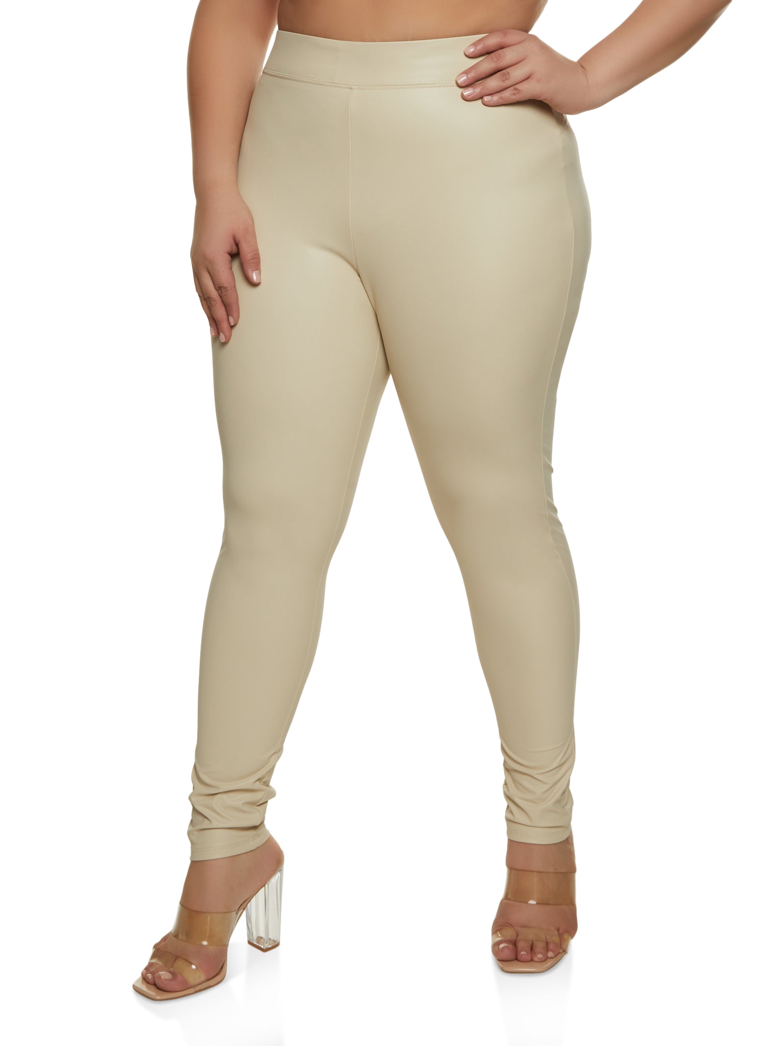 Plus Size High Waist Faux Leather Leggings