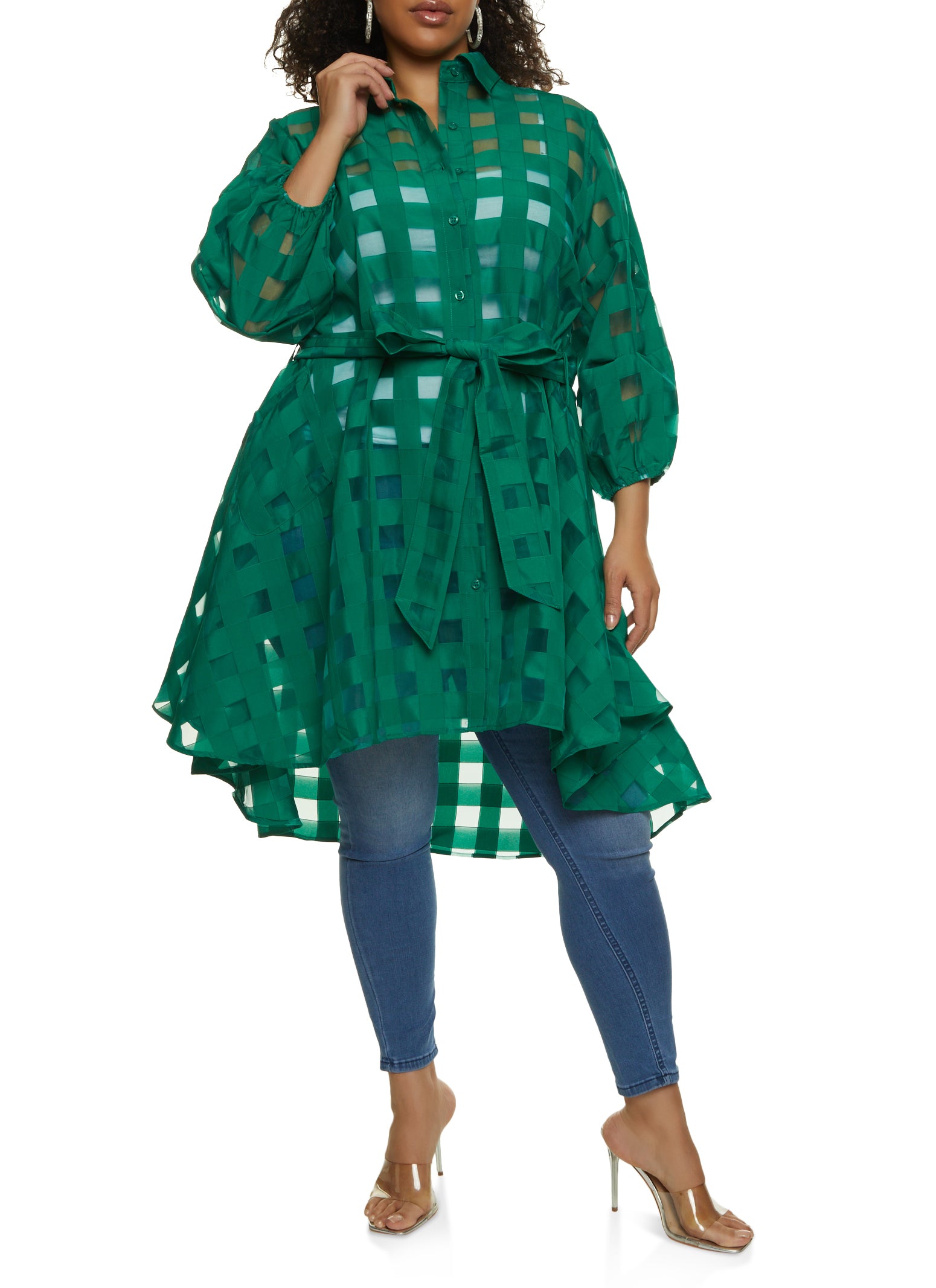 plus size sheer shirt dress