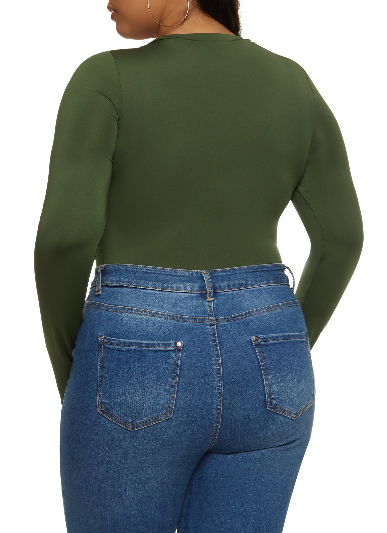 Plus Size Crew Neck Long Sleeve Bodysuit