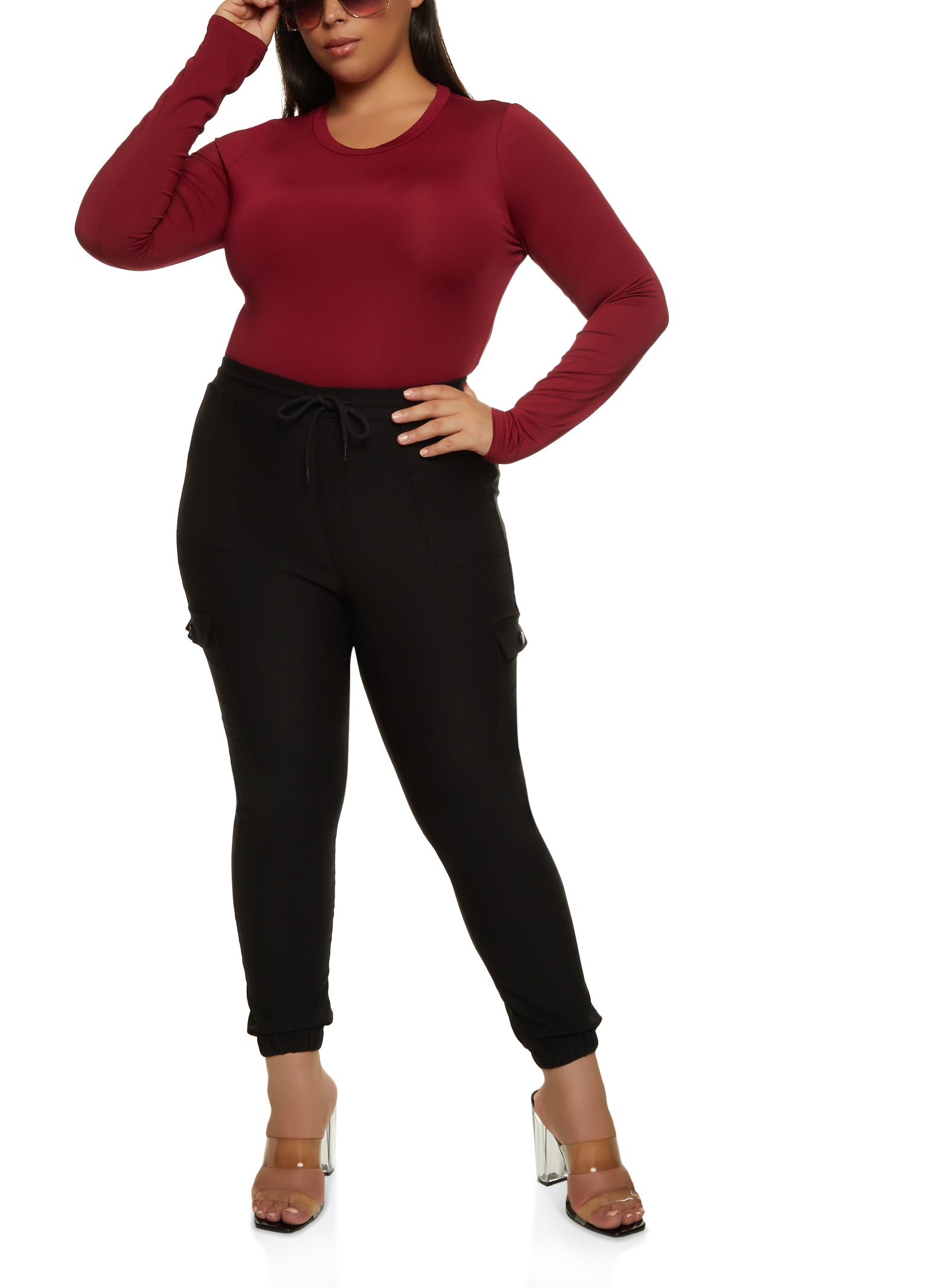 Plus Size Crew Neck Long Sleeve Bodysuit
