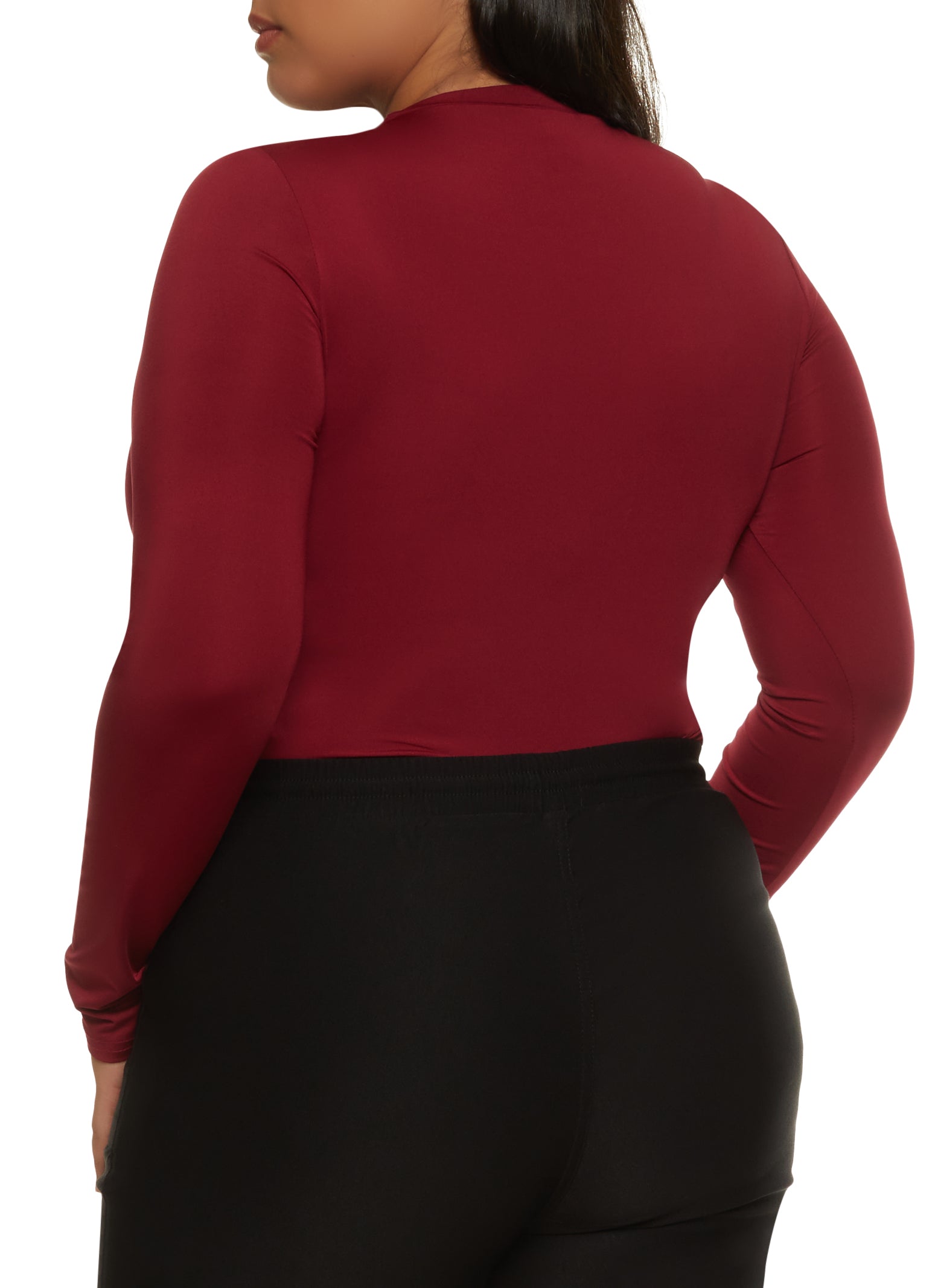 Plus Size Crew Neck Long Sleeve Bodysuit