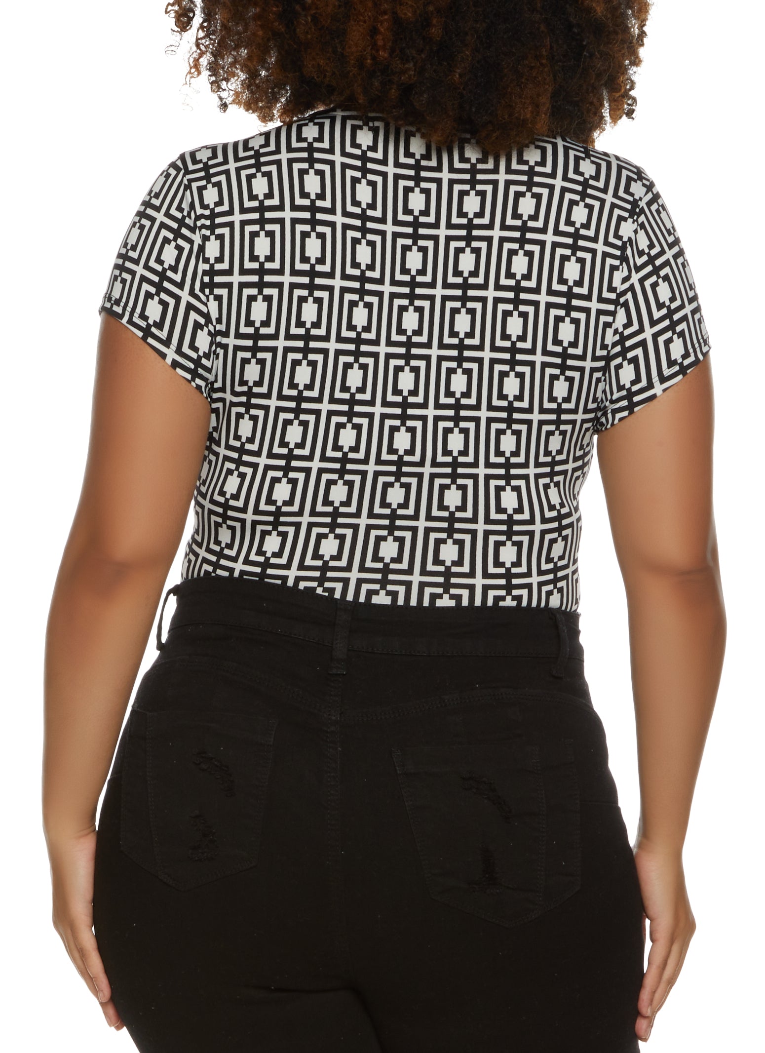 Plus Size Printed Faux Wrap Bodysuit