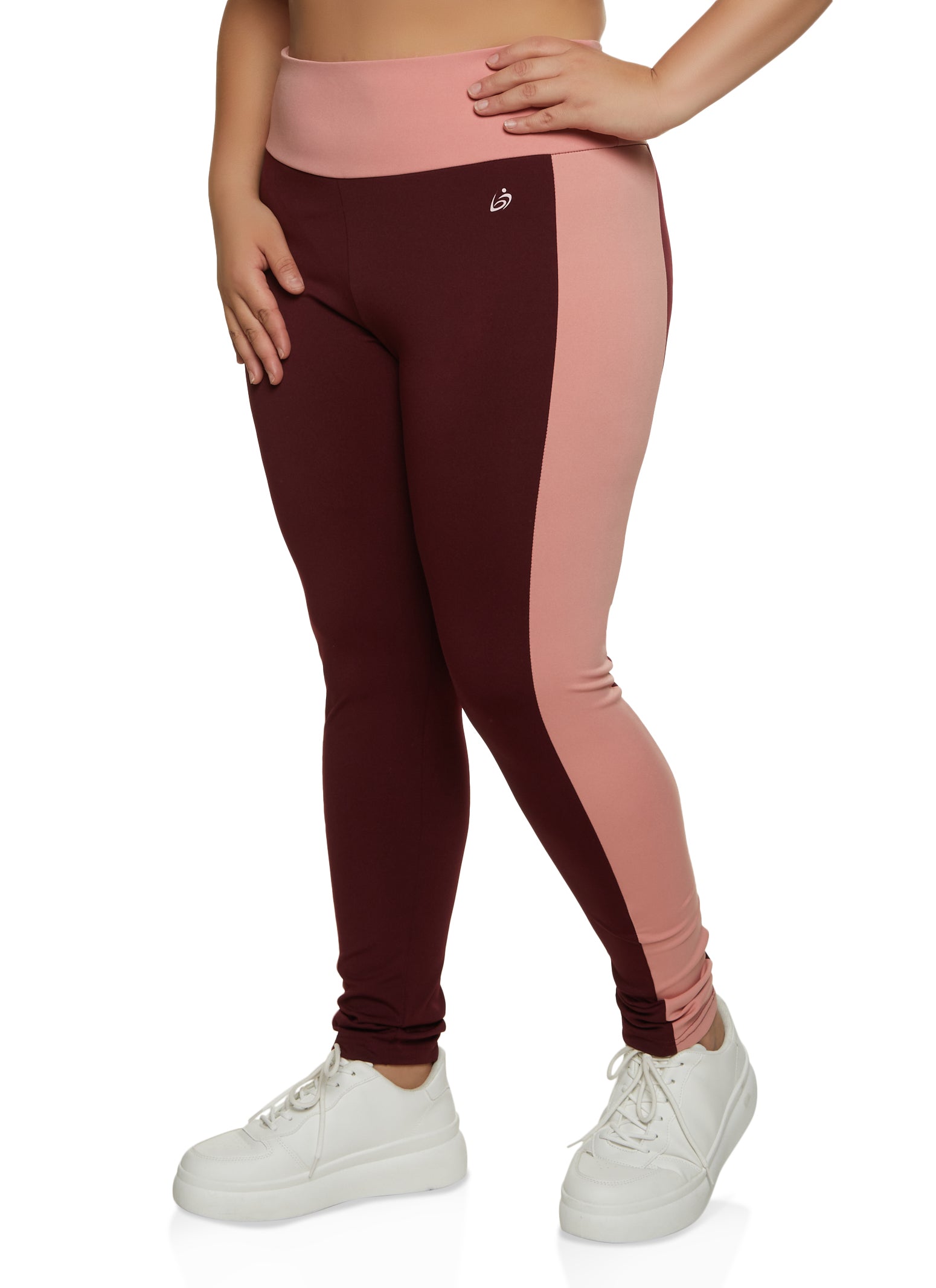Plus Size Color Block High Waisted Leggings