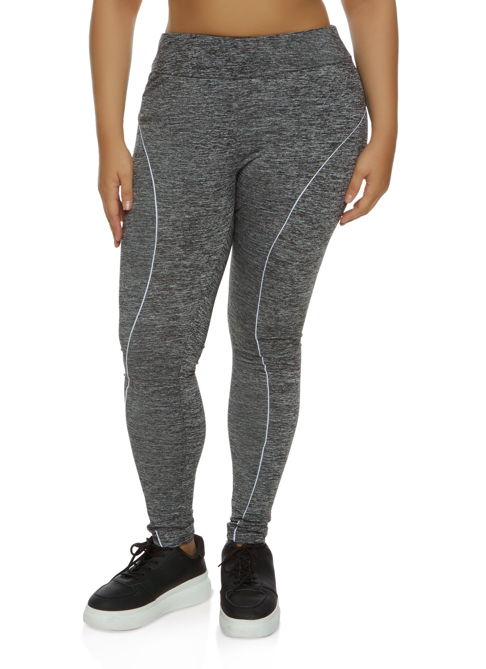 Plus Size Activewear Contrast Piping Leggings