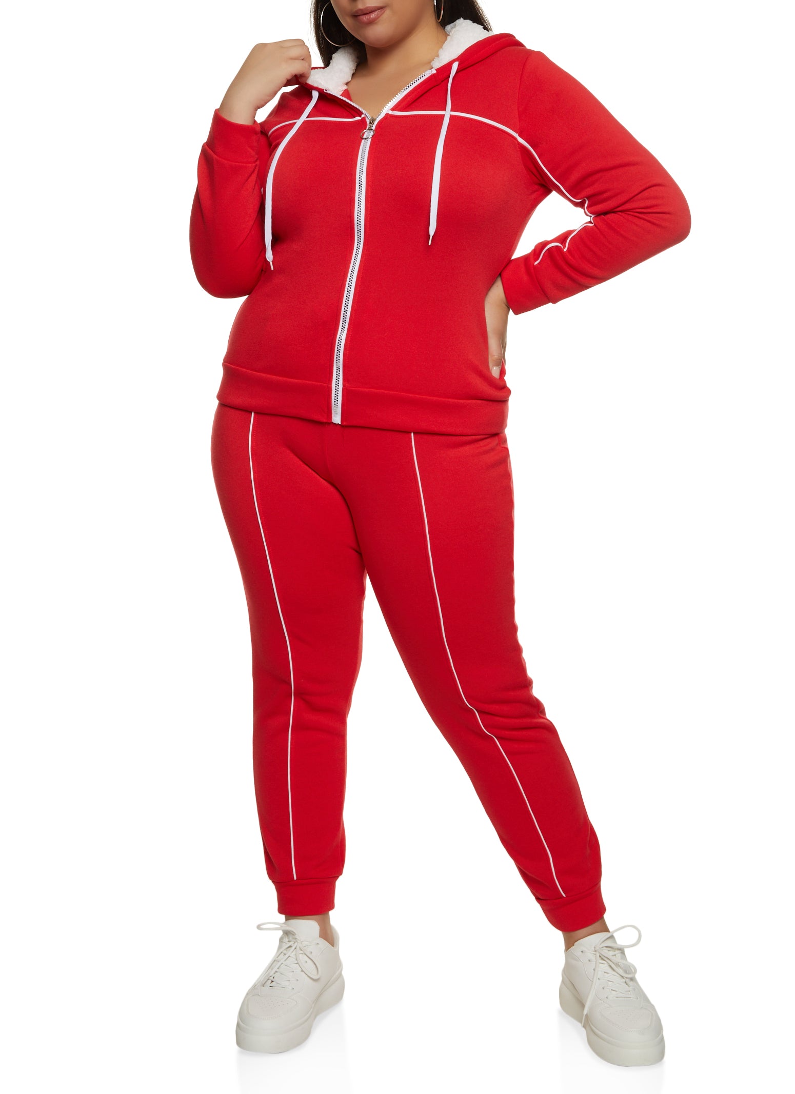 Plus size red zip up hoodie Clearance