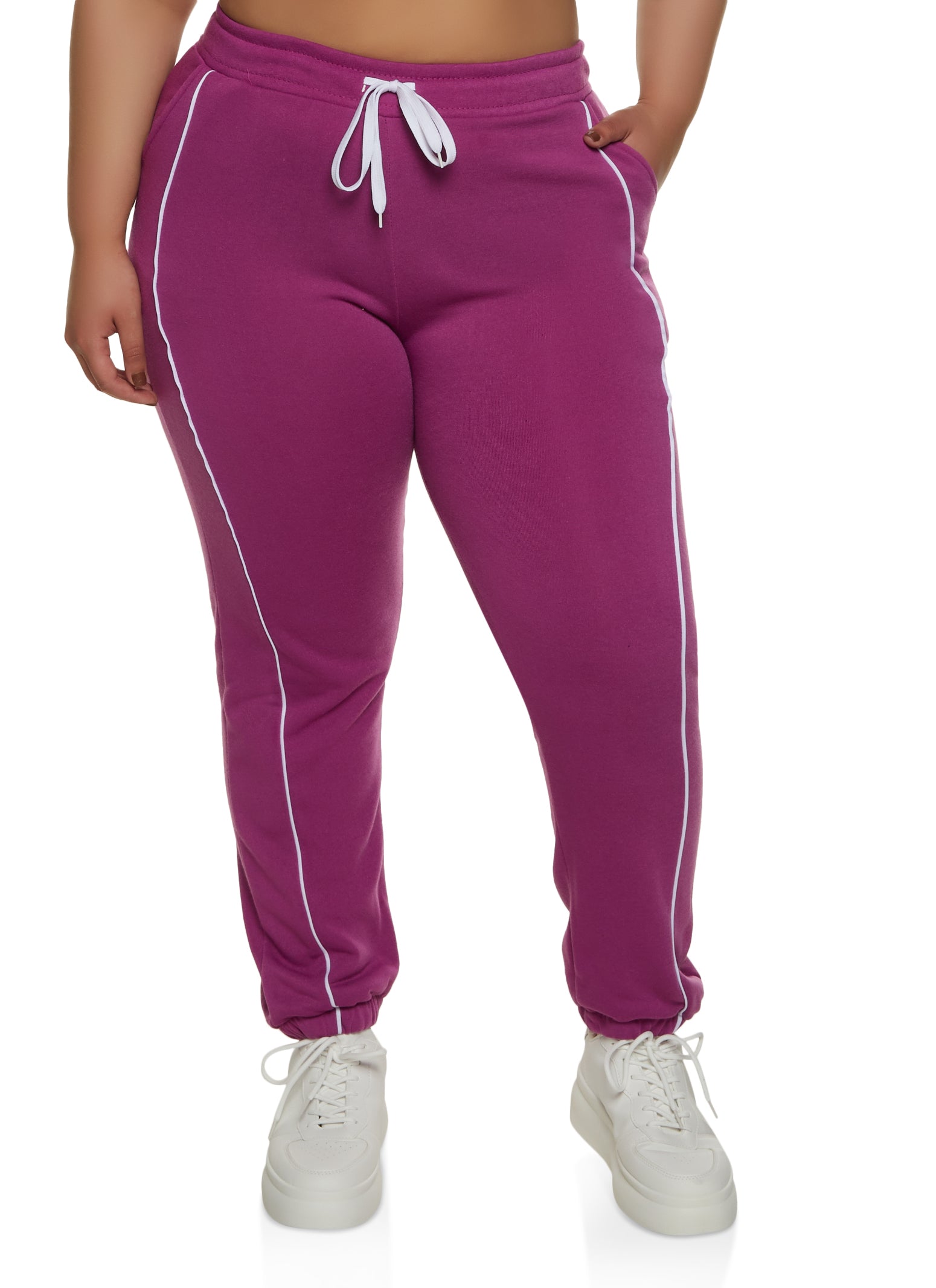 Plus Size Contrast Piping Sweatpants