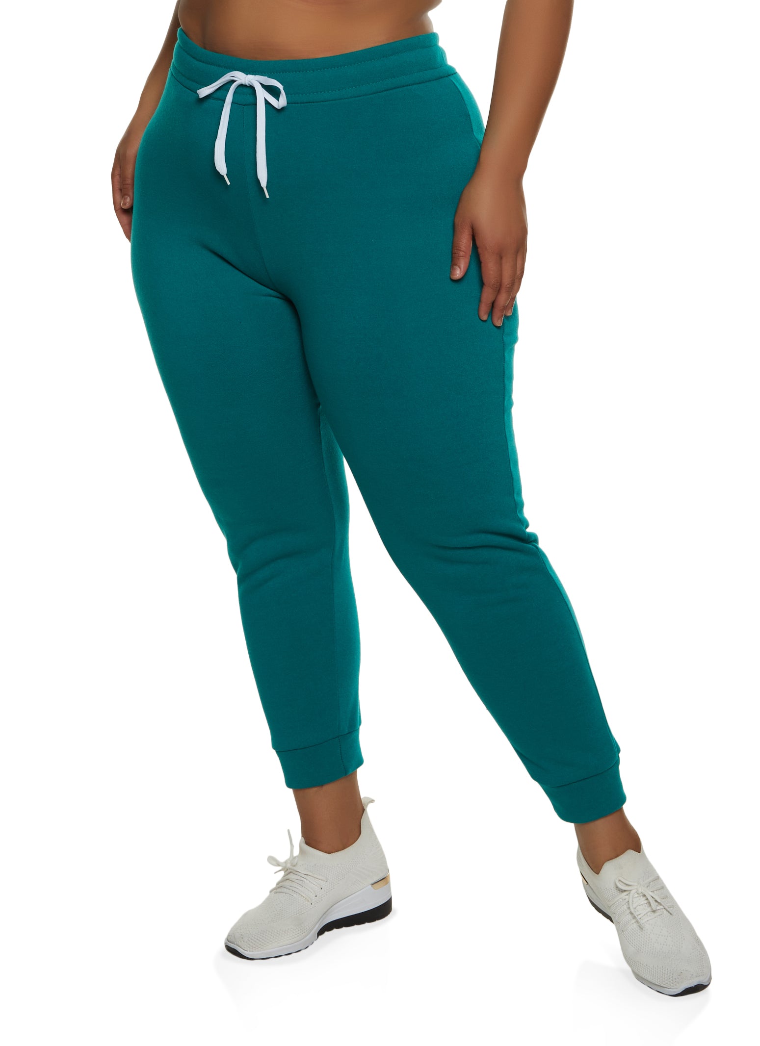 Plus Size Solid High Waisted Joggers - Jade