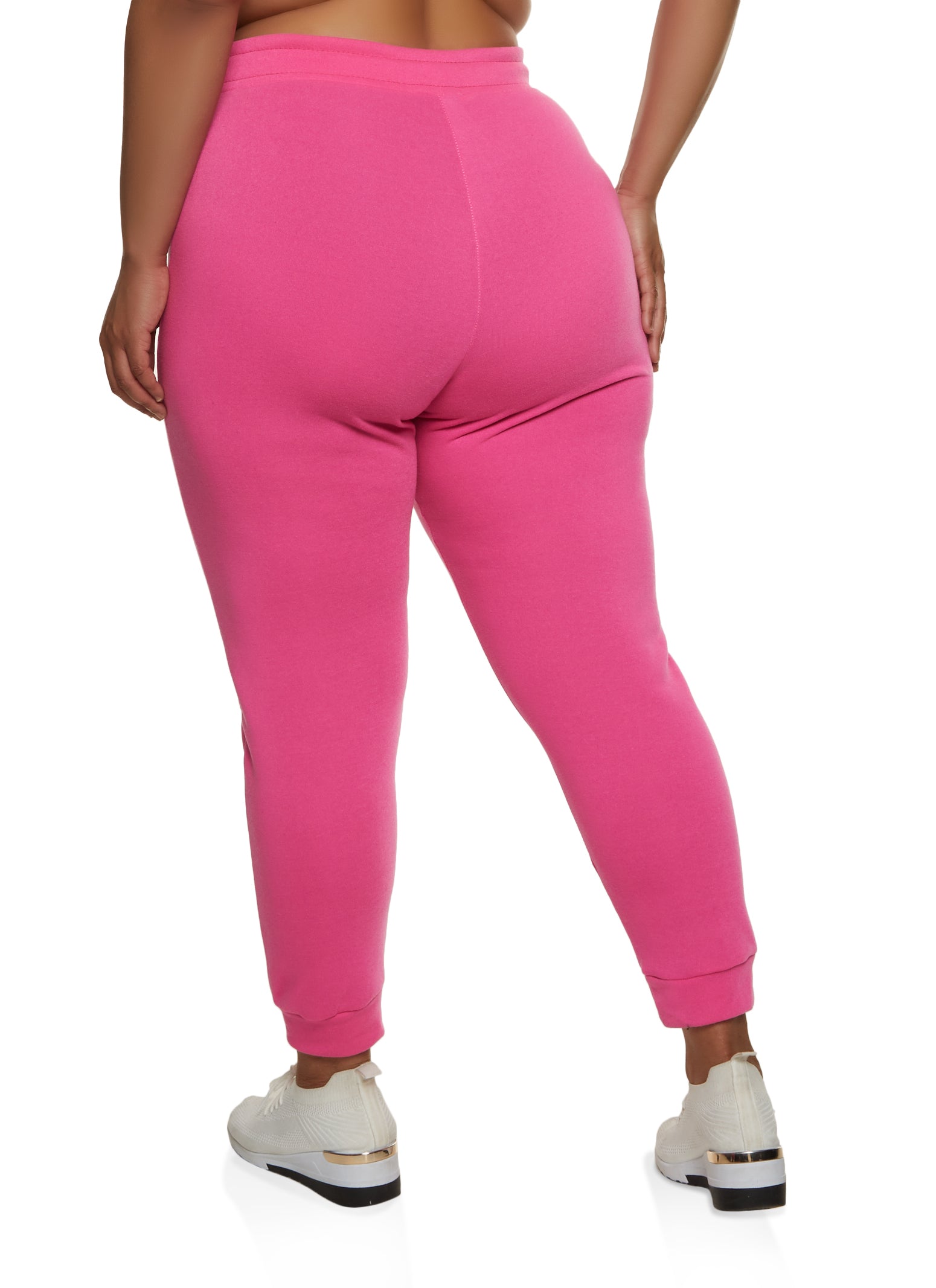 Plus Size Solid High Waisted Joggers