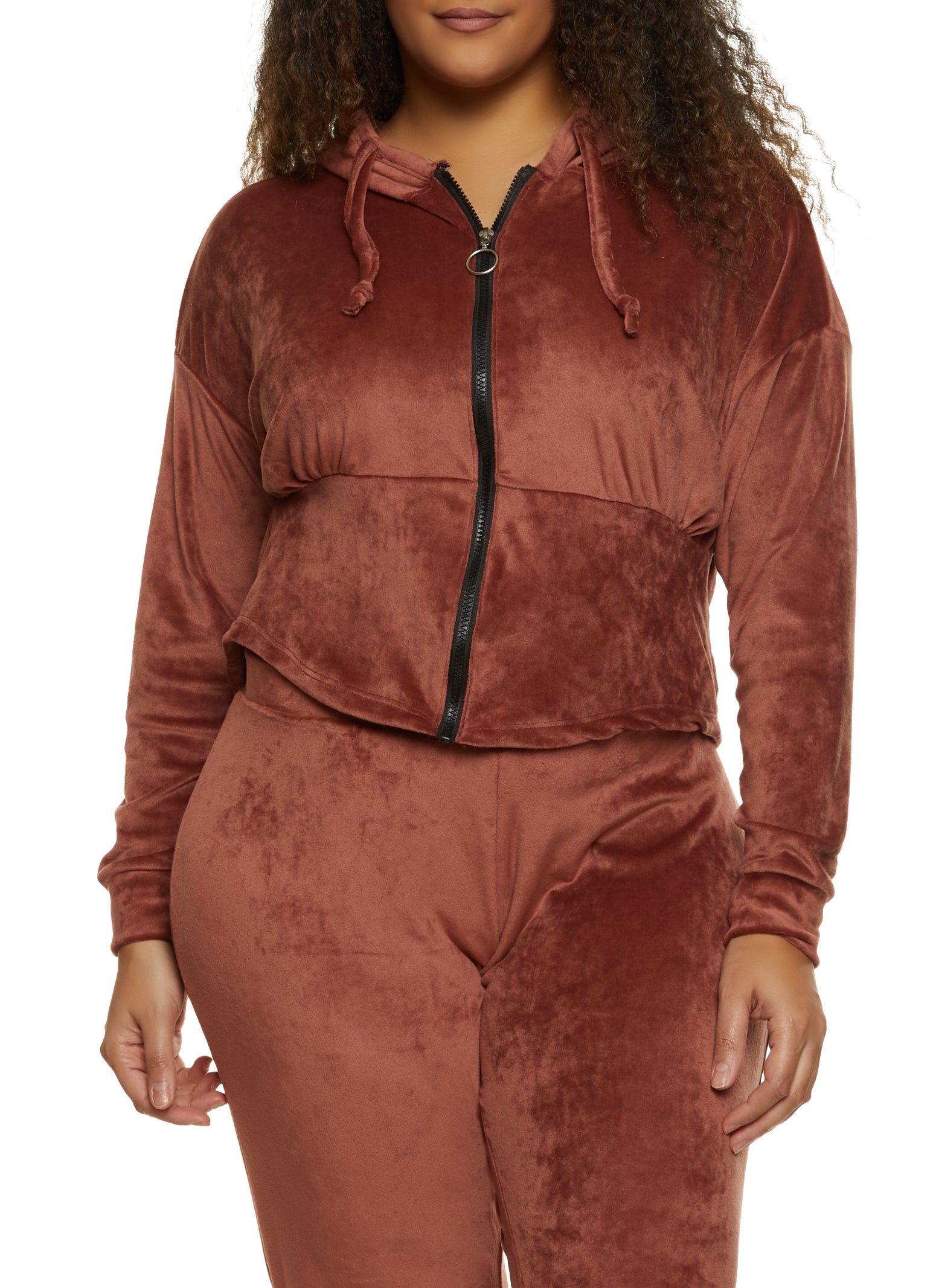 Plus size velour hoodie Clearance