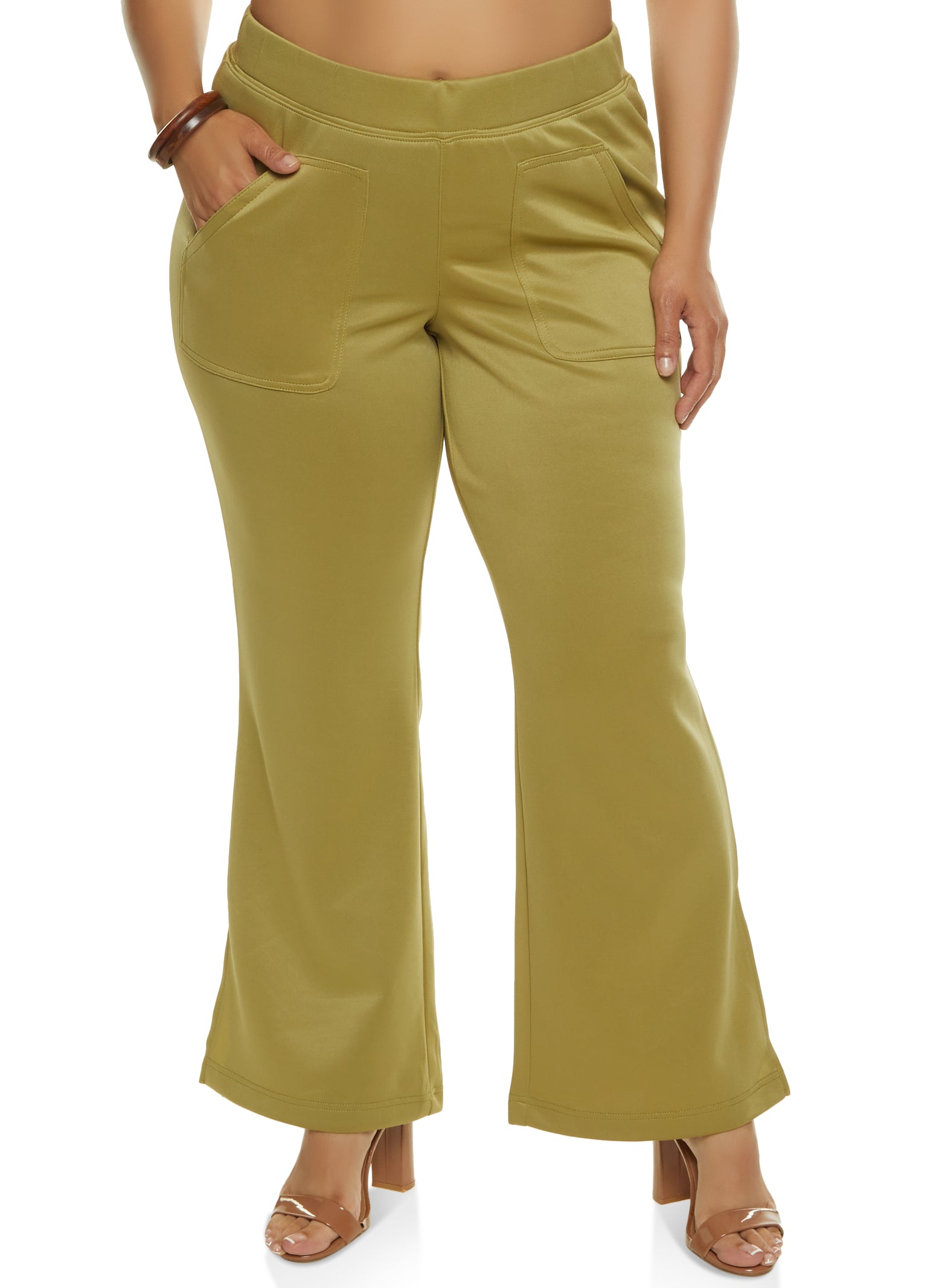 Plus Size Scuba Pull On Flared Pants