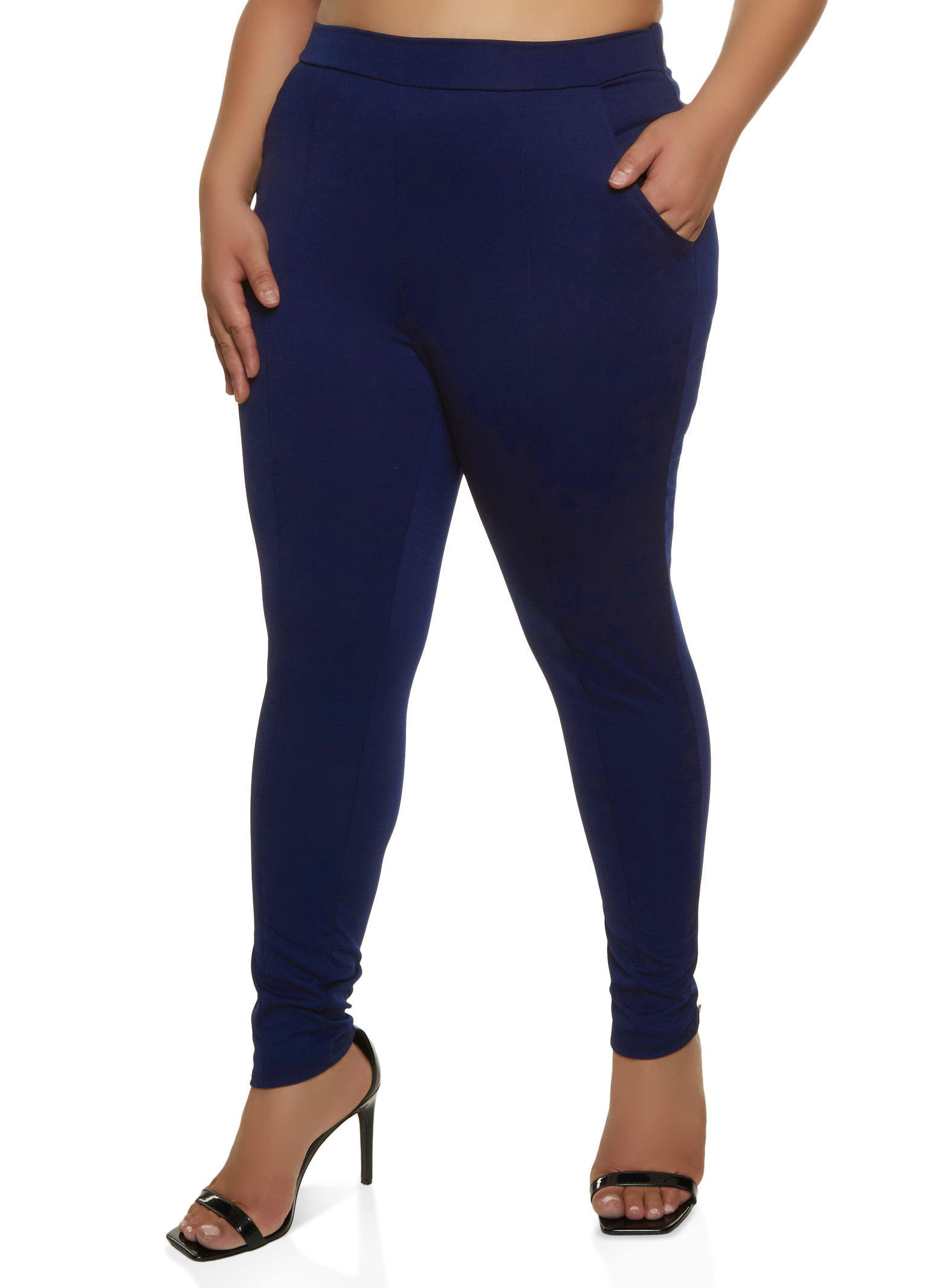 Plus Size Ponte Pintuck Pull On Pants