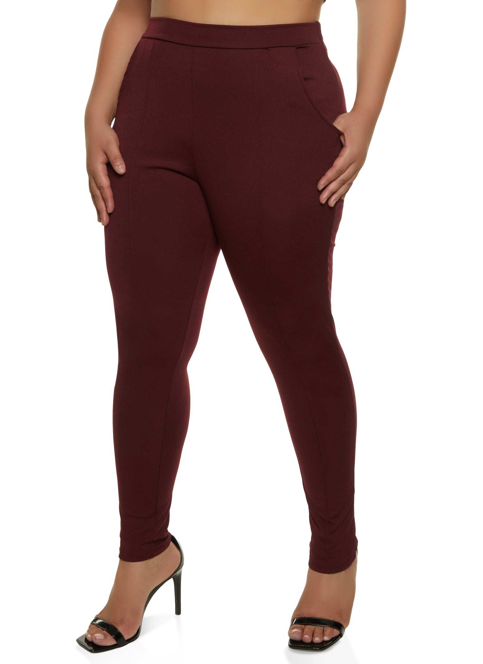 Plus Size Ponte Pintuck Pull On Pants