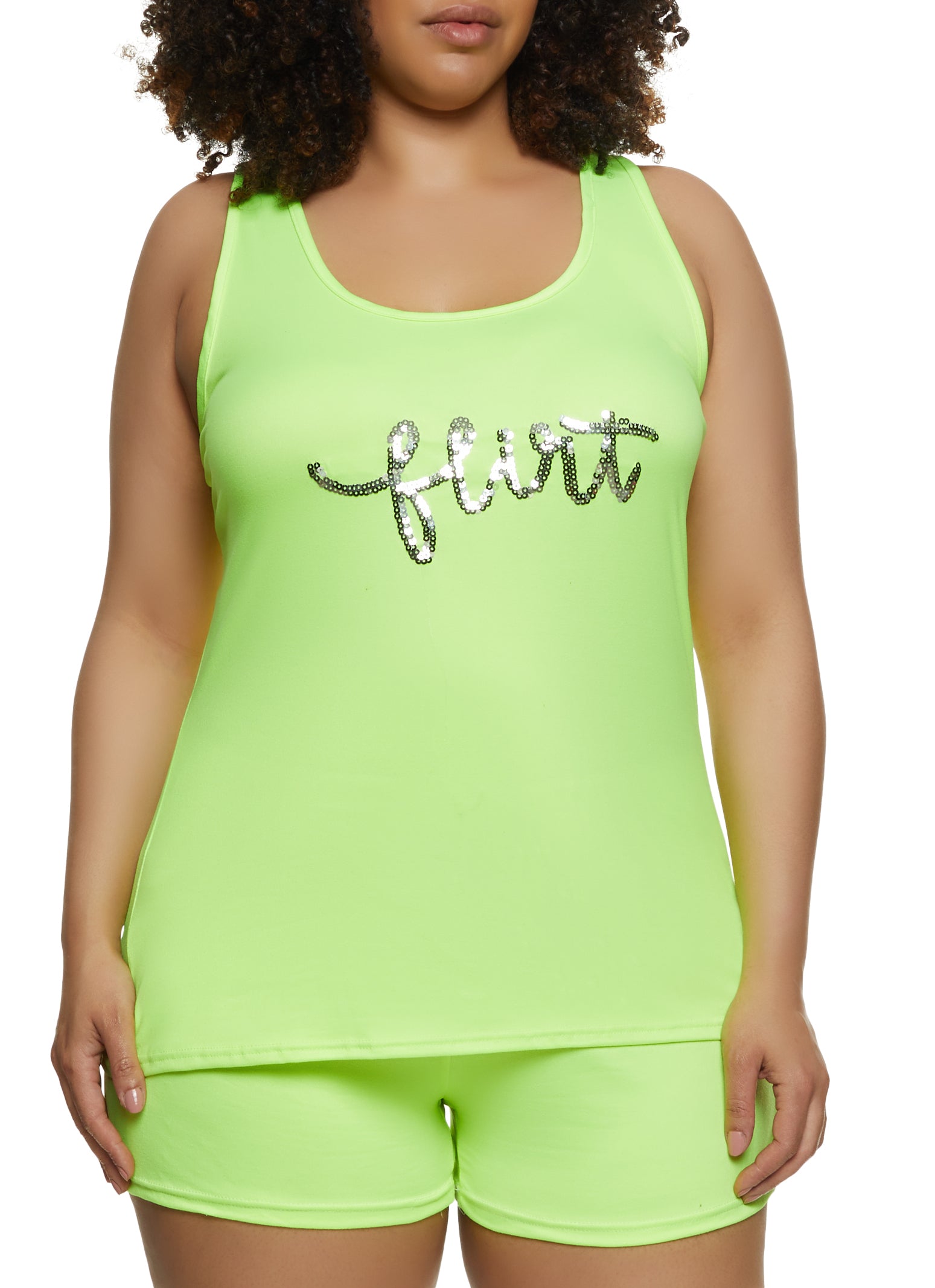 Plus Size Flirt Sequin Pajama Tank Top and Shorts