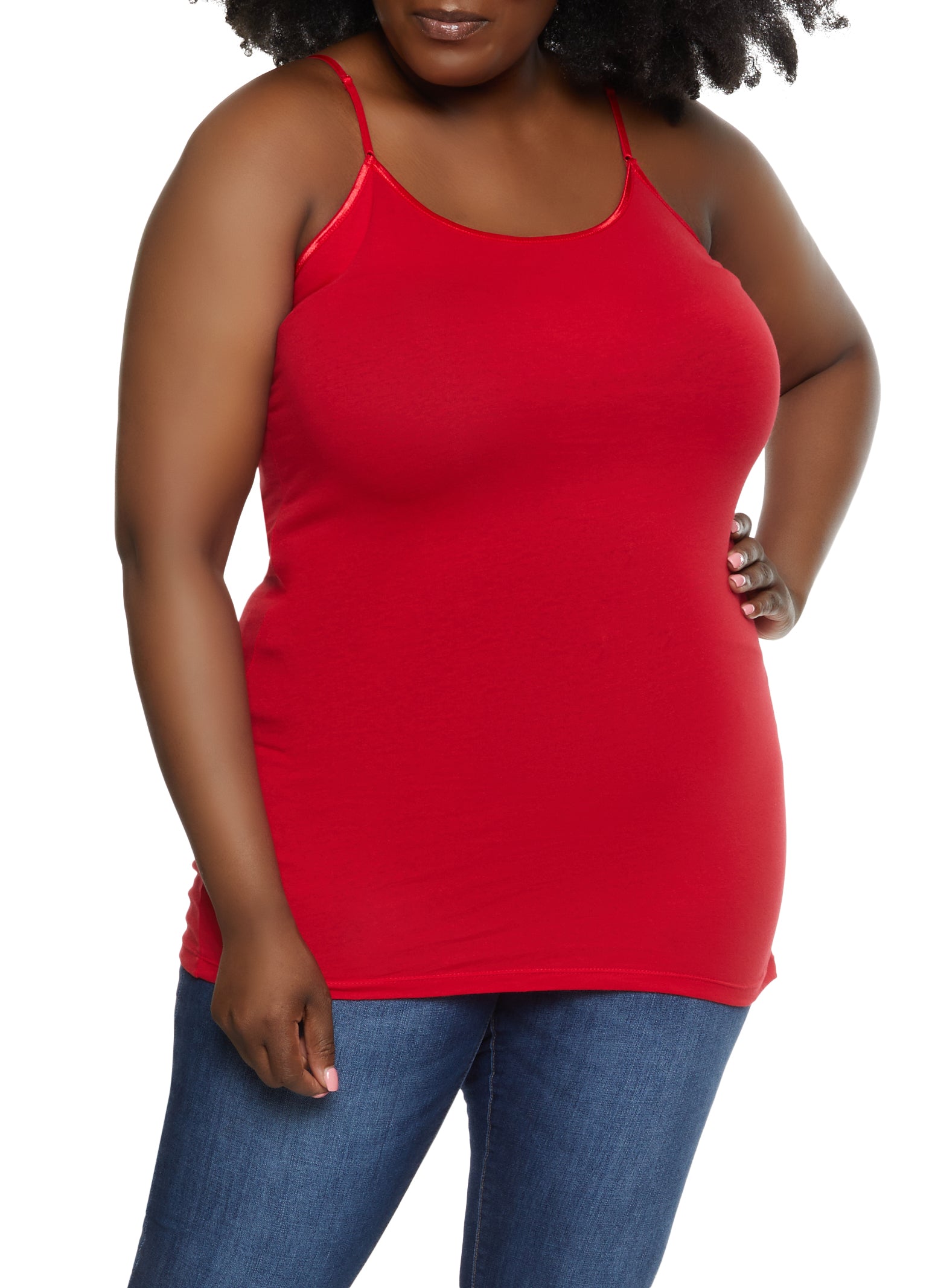Plus Size Basic Solid Cami - Red