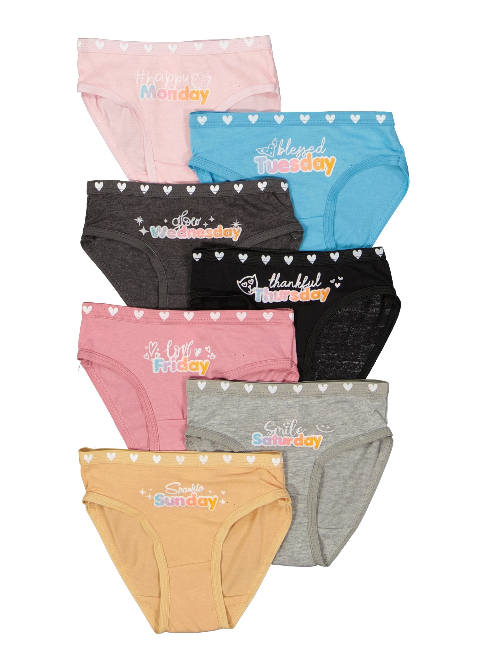Little Girls Graphic Days of the Week Panties - Multi Color
