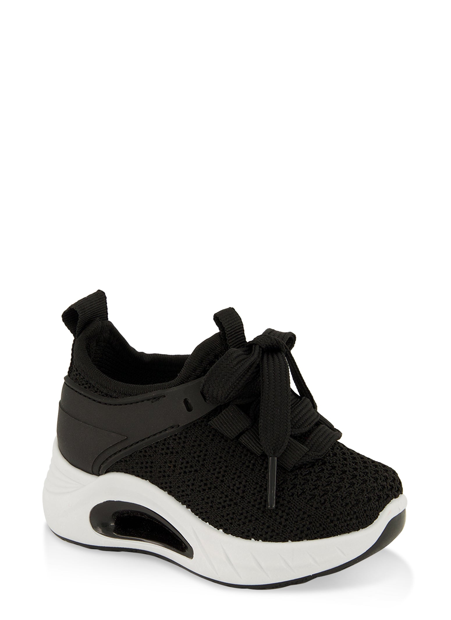 Toddler Girls Basic Textured Knit Lace Up Sneakers