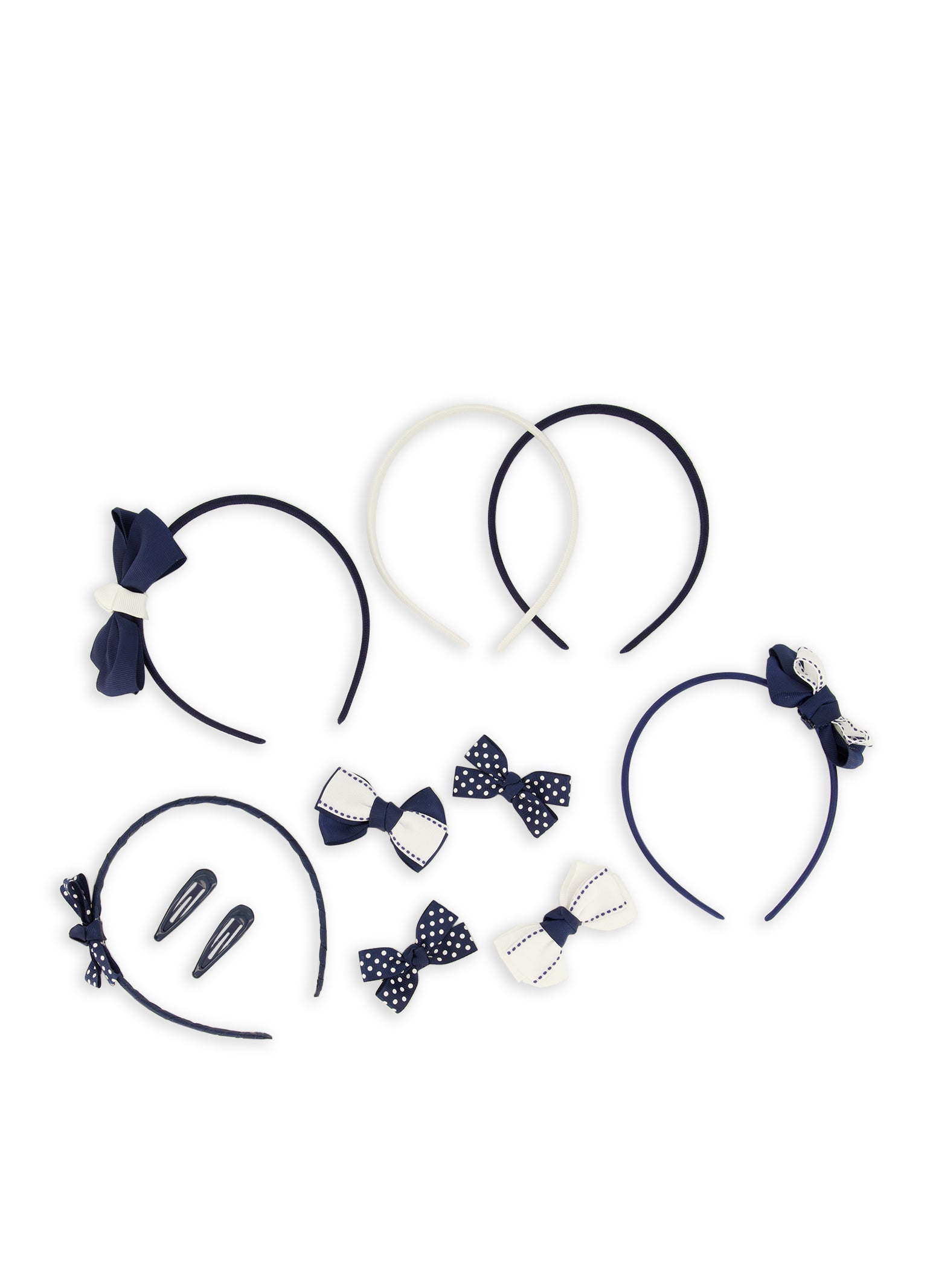 Lot De 4 Bandeaux Pour Filles - Perles, Noeud Noir, Fleurs Bleues - Occasion