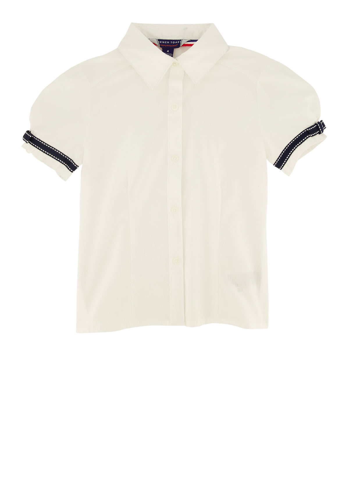 French Toast Girls' Short Sleeve Ribbon Detail Blouse