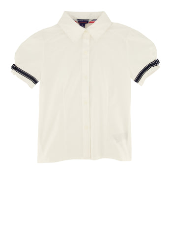 Short Sleeve Stretch Poplin Shirt for Men in White Short Sleeve Stretch Poplin Shirt for Men in White