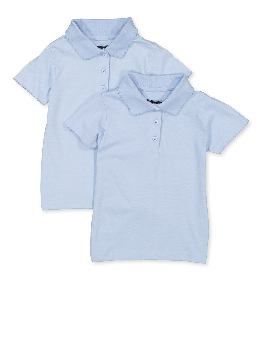 4 6x 2 Pack Short Sleeve Picot Trim Polo Shirts