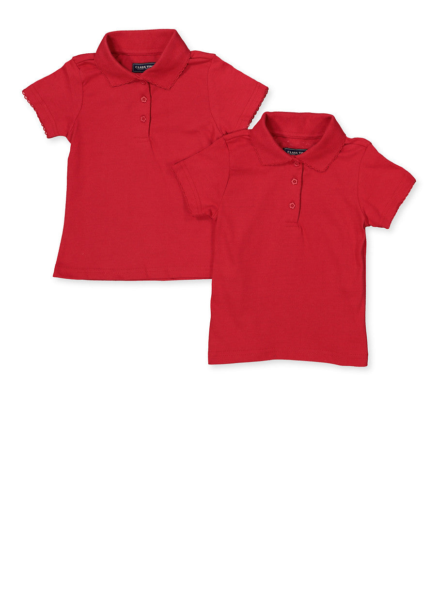 4 6x 2 Pack Picot Collar Short Sleeve Polo Shirts