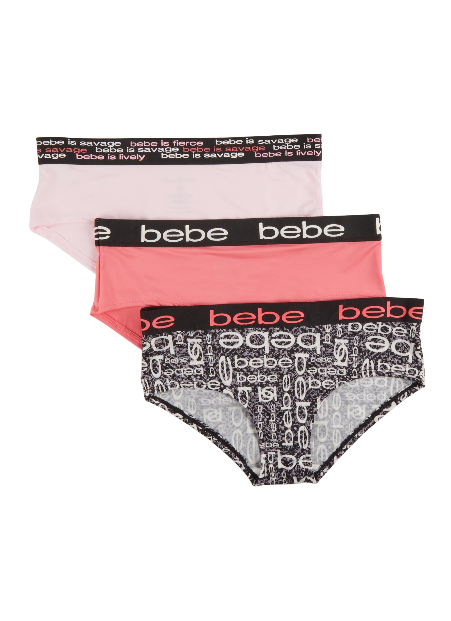 Bebe 3 Pack Bikini Panties - Black
