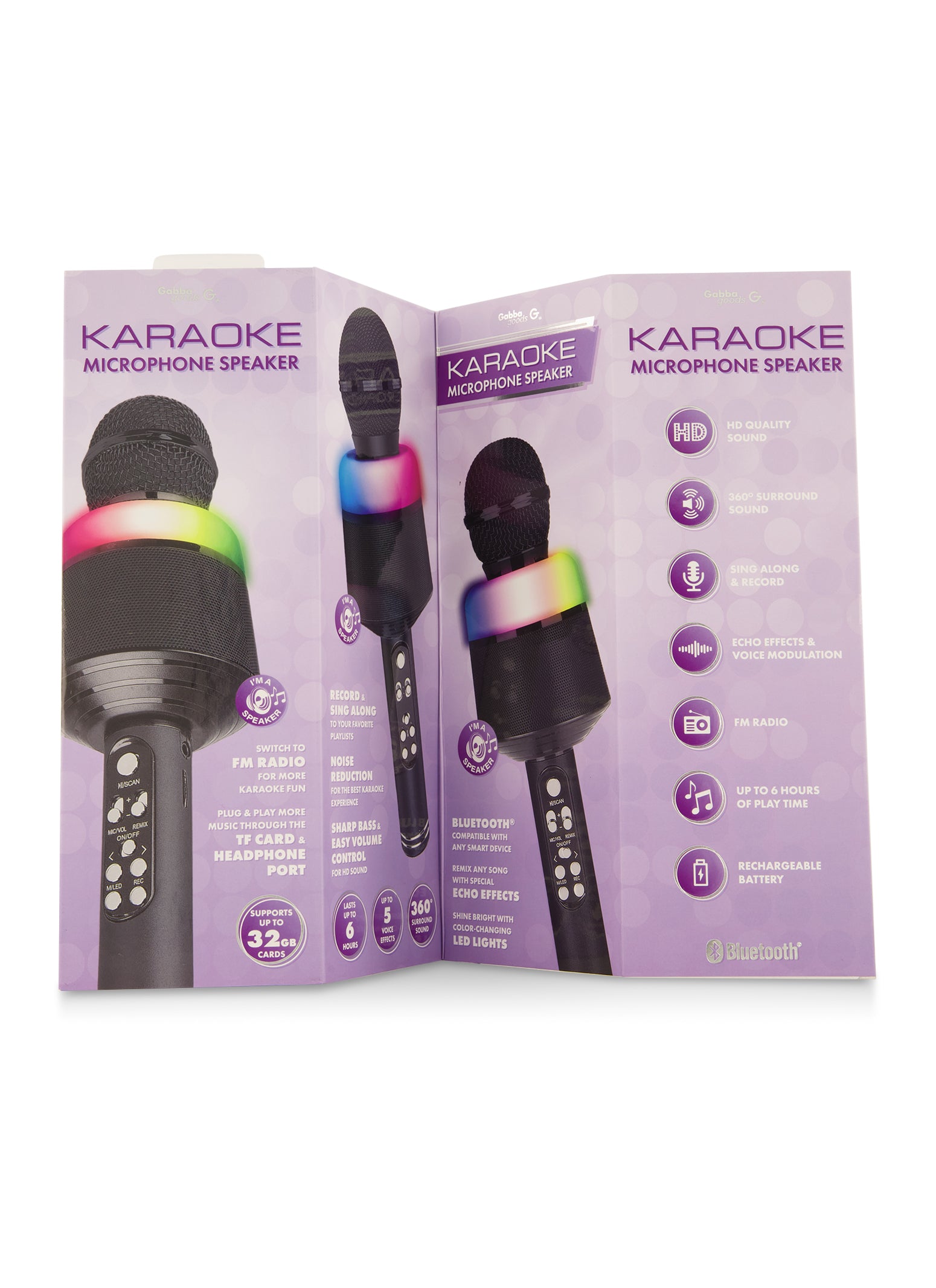 LED Light Up Karaoke Microphone with FM Radio Wireless Speaker