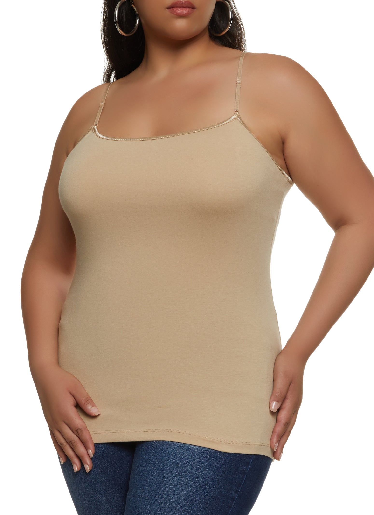 Women's Cotton Camisole with Built in Bra Adjustable Strap Square Neck Tank  Top 