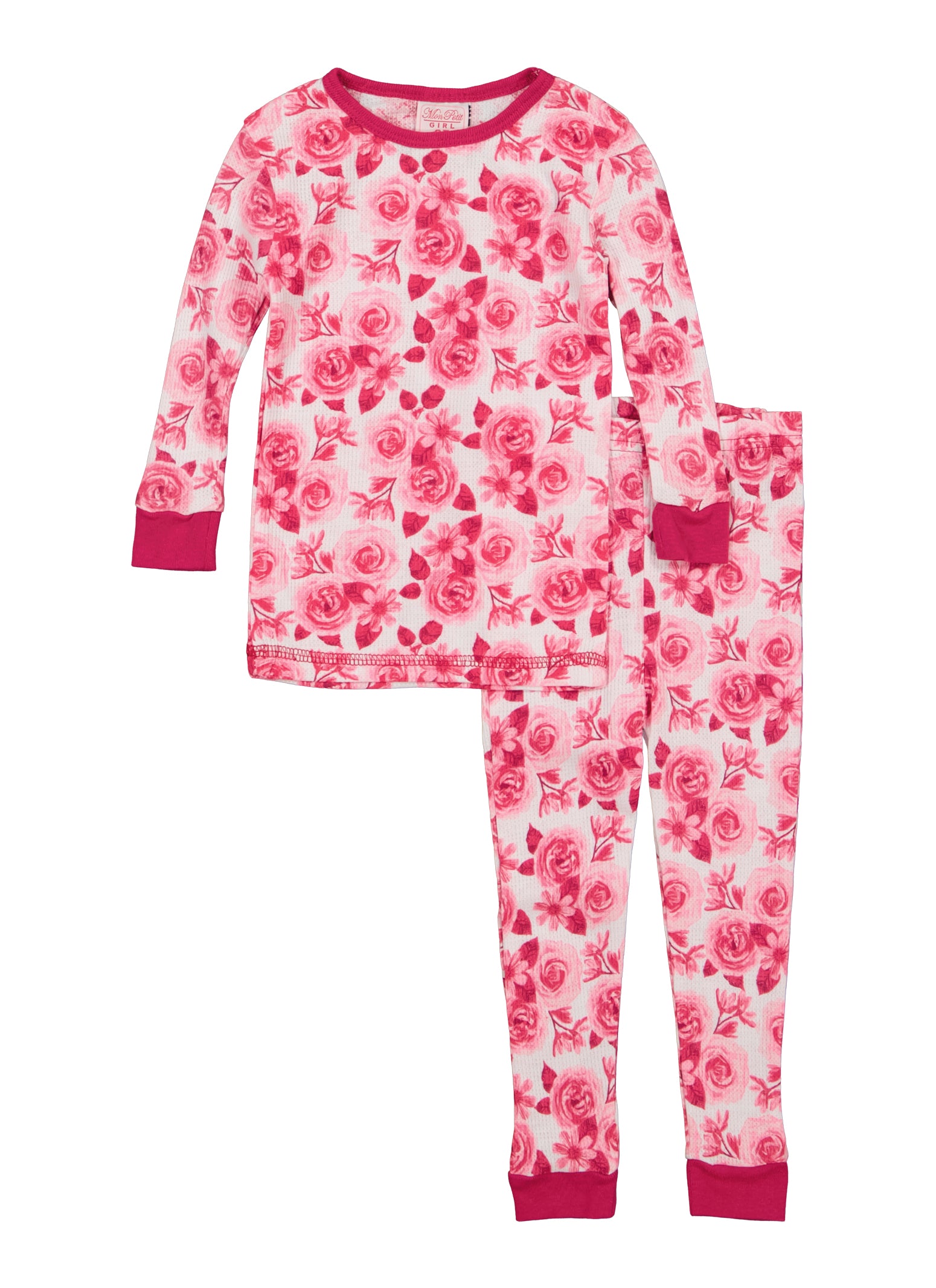 Toddler Girls Graphic Print Thermal Pajama Top and Pants