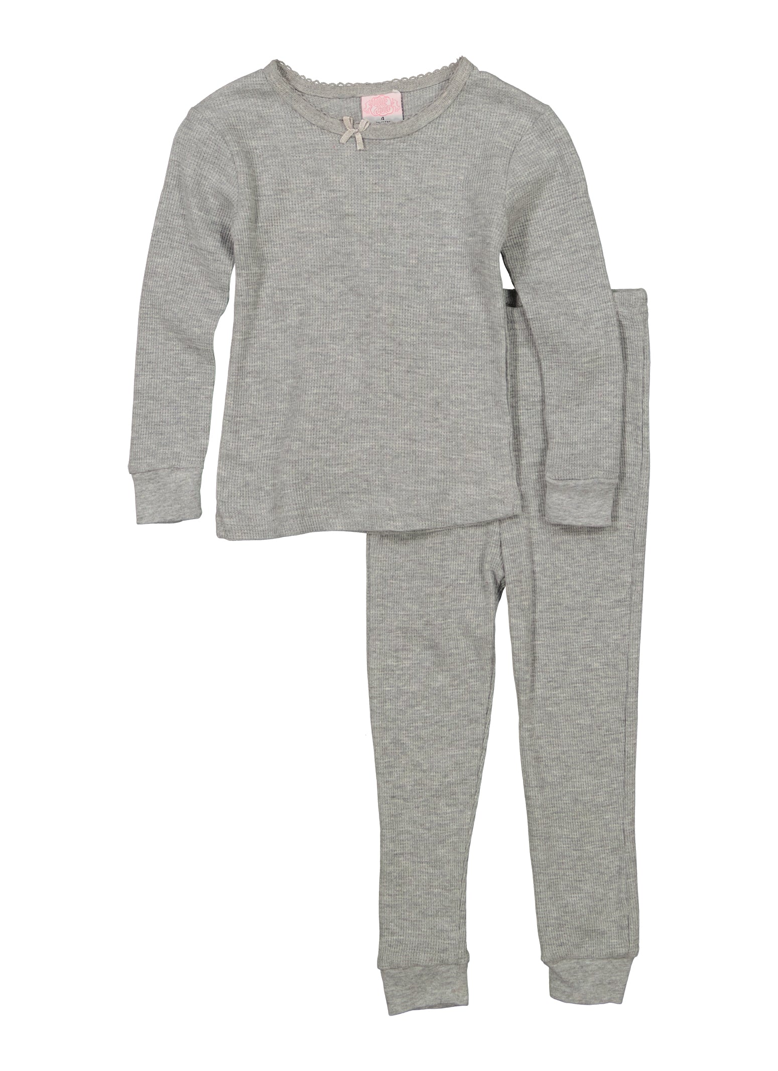 Girls Thermal Pajama Top and Pants - Heather